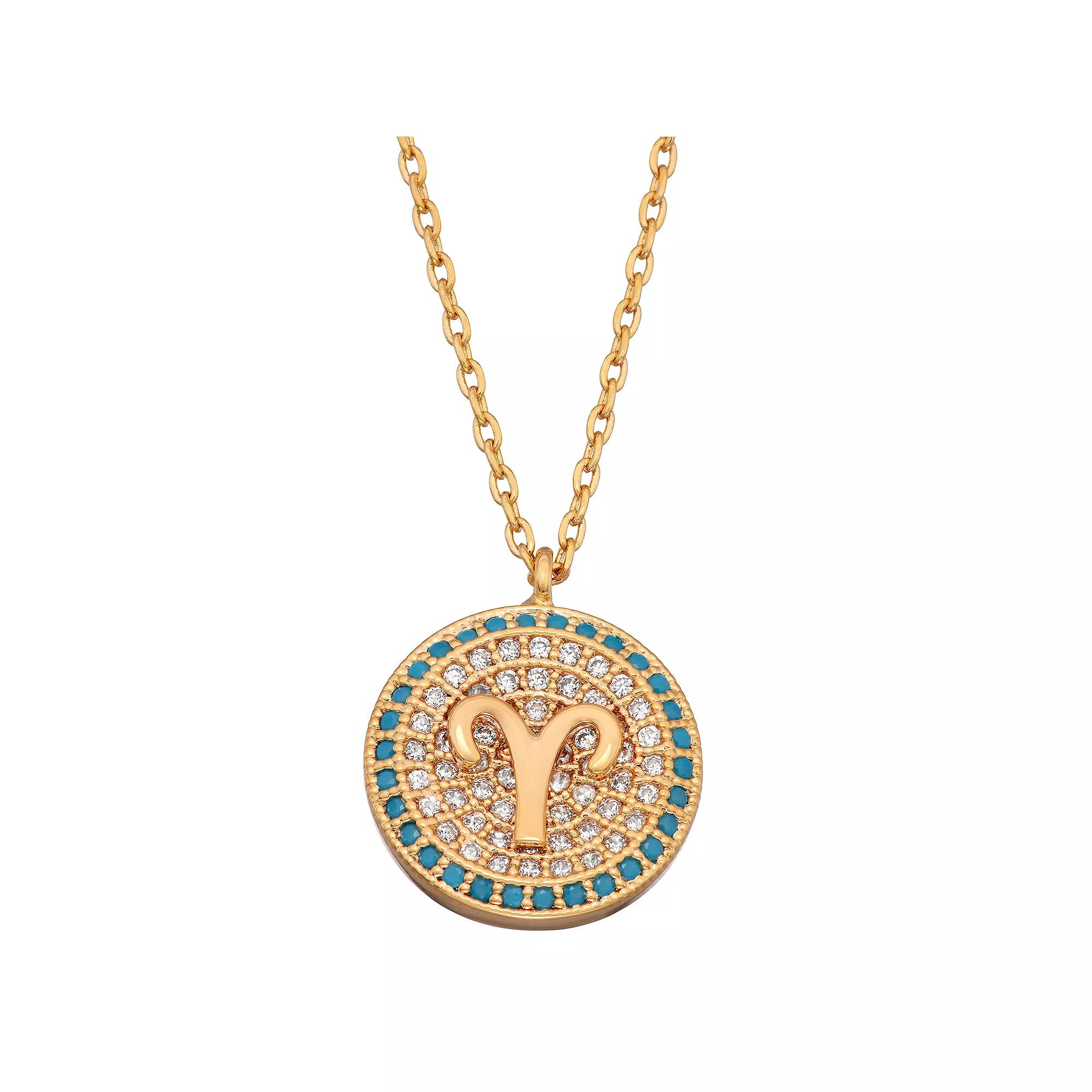 Cubic Zirconia Zodiac Pendant Necklace, Women's, Size: 17", Aries Product Image