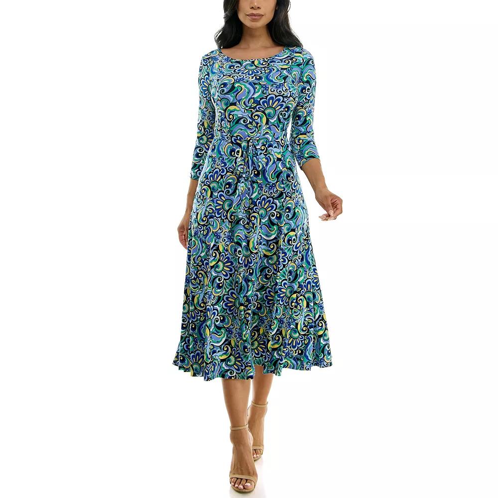 Women's Nina Leonard Sylvia Midi Dress with Belt,  Product Image