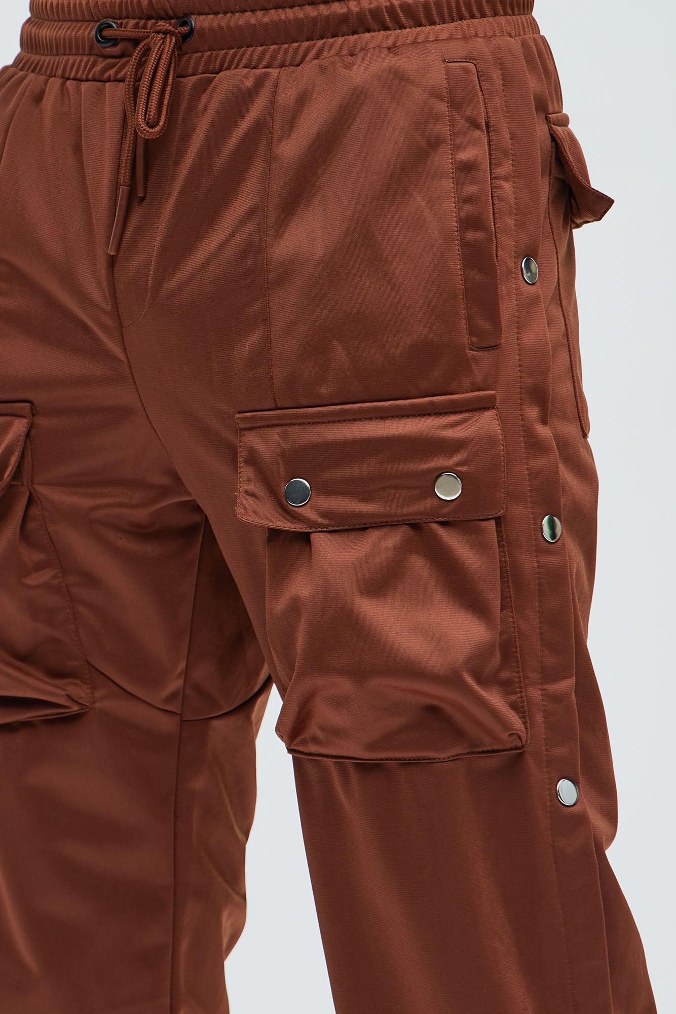 Snap At Me Sweatpants - Brown Product Image