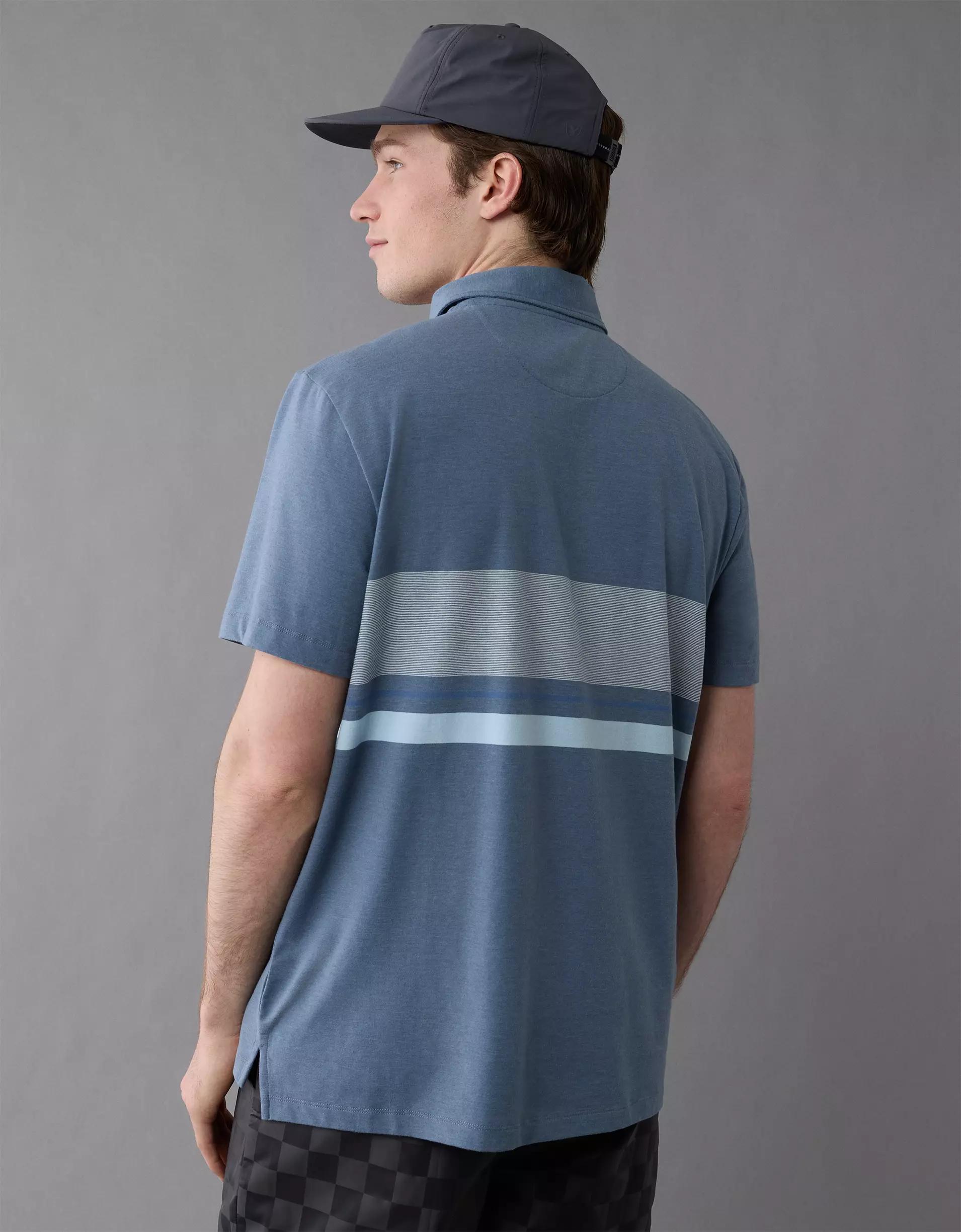AE 24/7 Club Logo Striped Polo Shirt Product Image