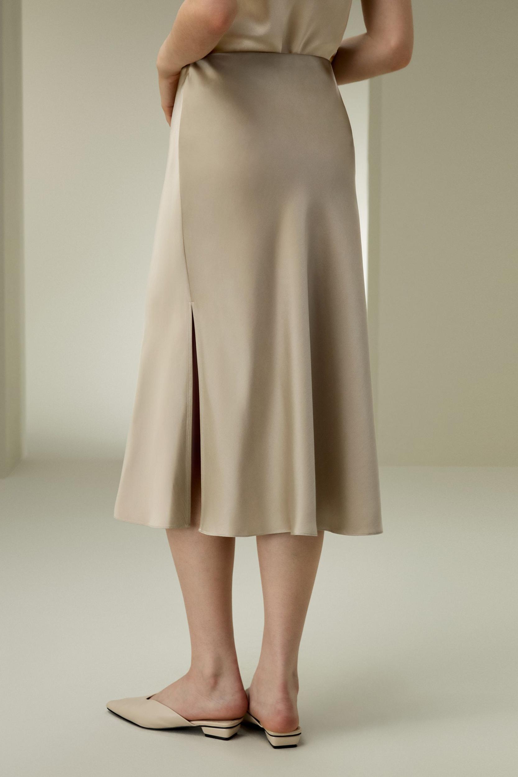 Bias-cut Silk Midi Skirt Product Image