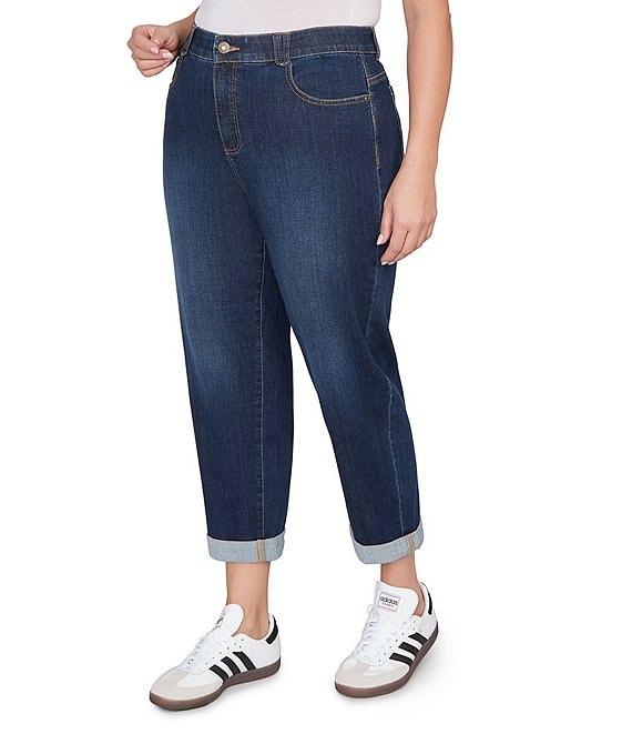 Ruby Rd. Plus Size Ultra-Soft Rolled Hem Girlfriend Jeans Product Image