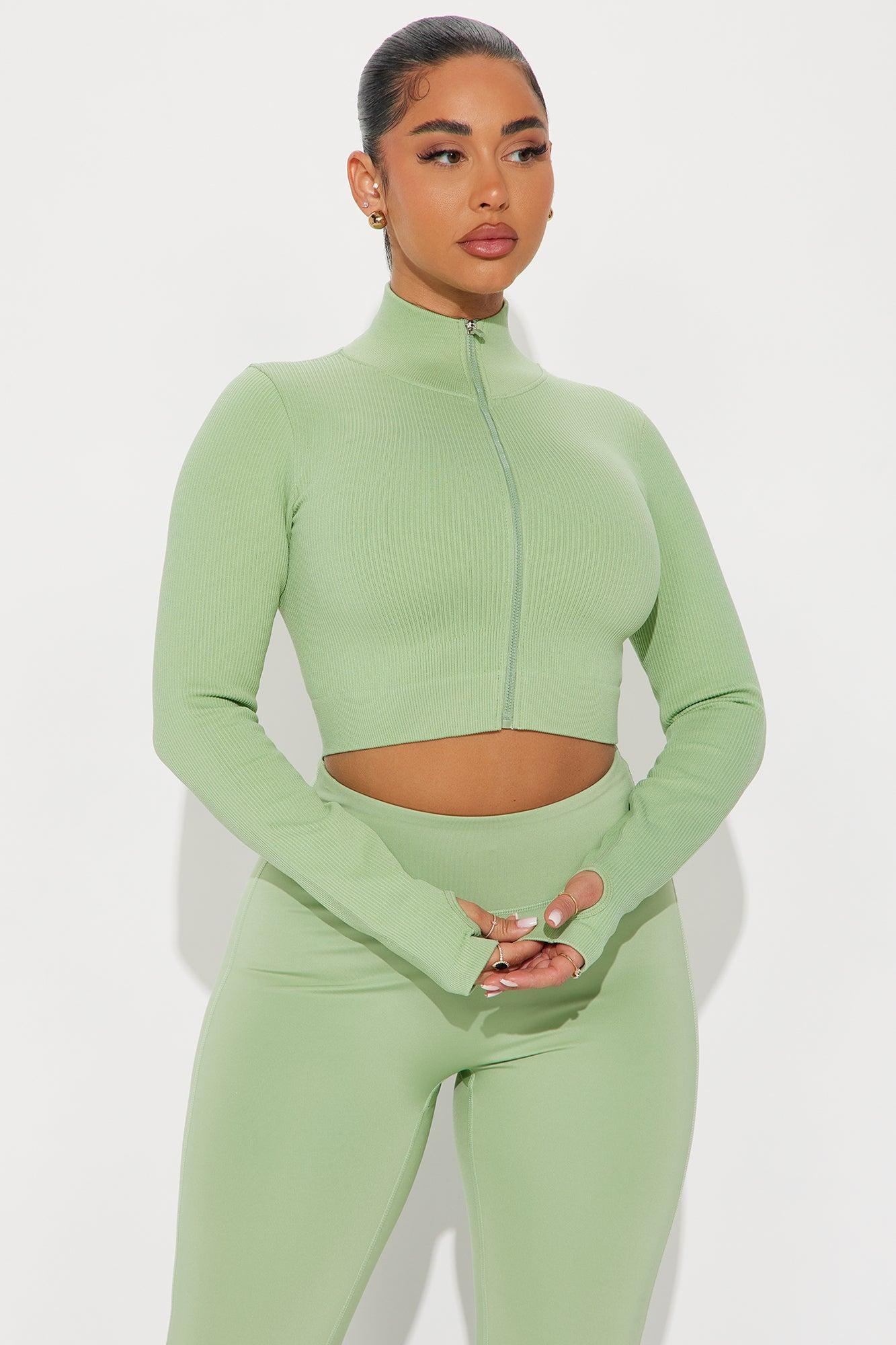 Effortless Ribbed Jacket - Sage Product Image