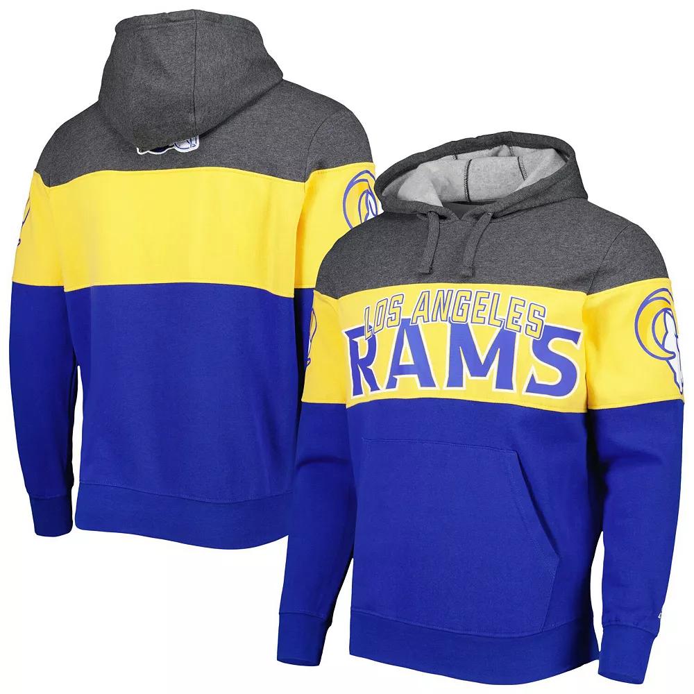 Men's Starter Heather Charcoal/Royal Los Angeles Rams Extreme Pullover Hoodie, Size: 4XL, Grey Product Image