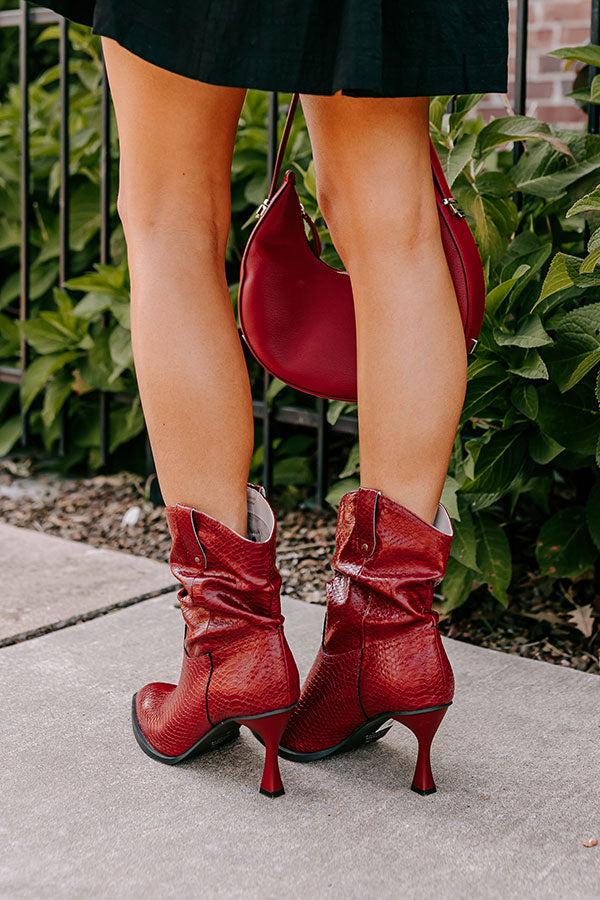 The Eliza Faux Leather Bootie in Wine Product Image