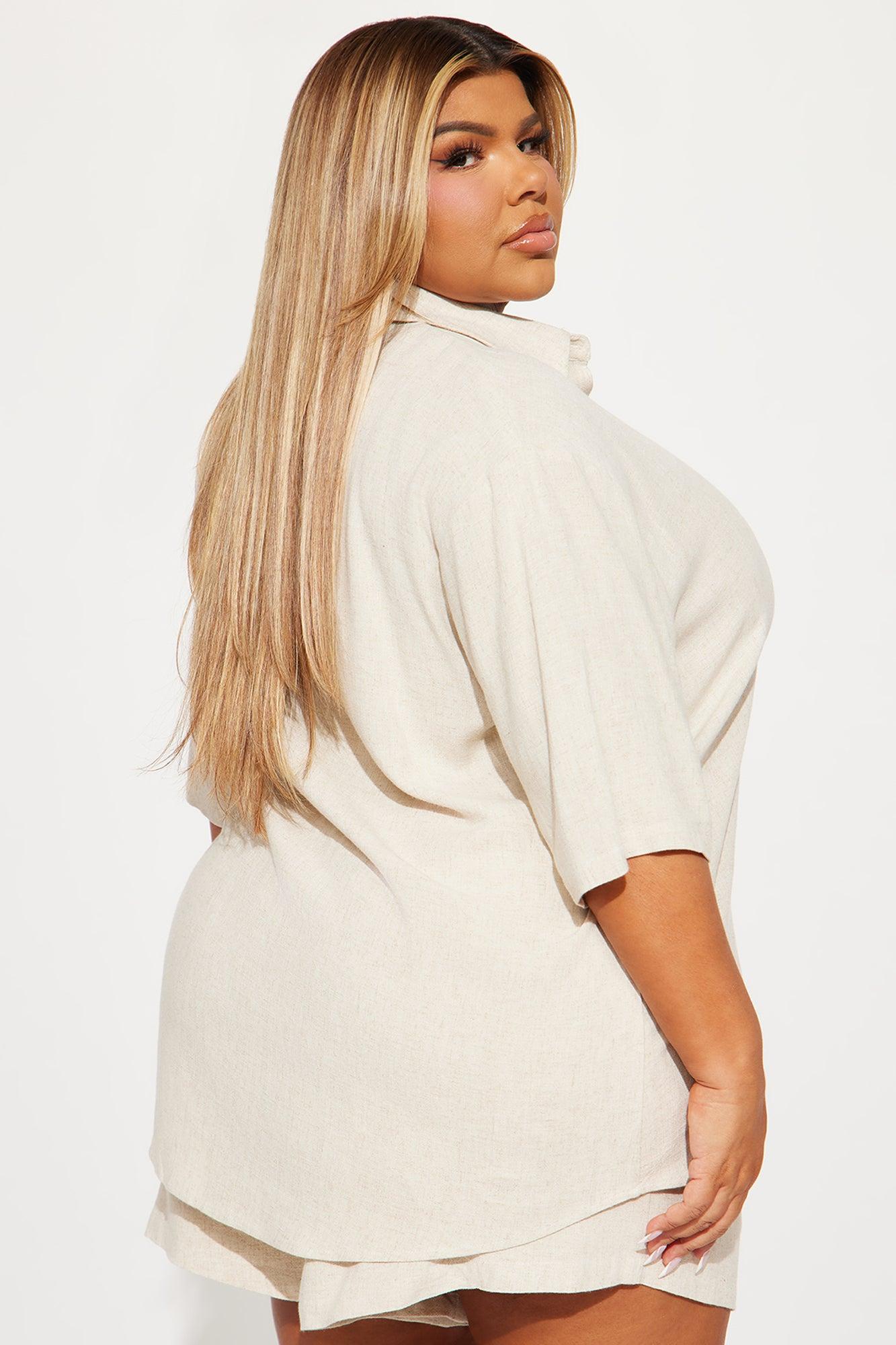 No Secrets Linen Short Set - Oatmeal Product Image