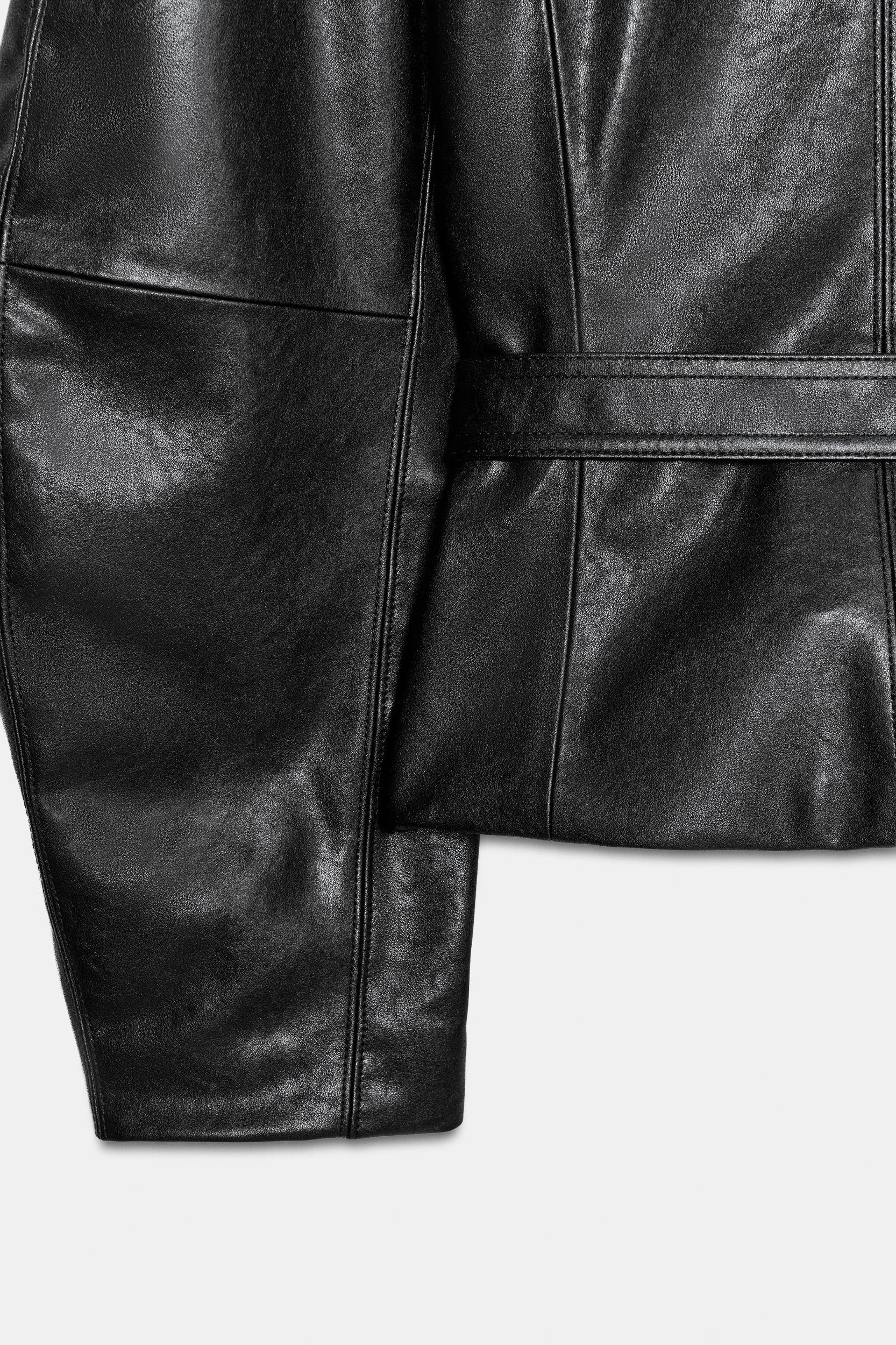 FAUX LEATHER BELTED JACKET Product Image