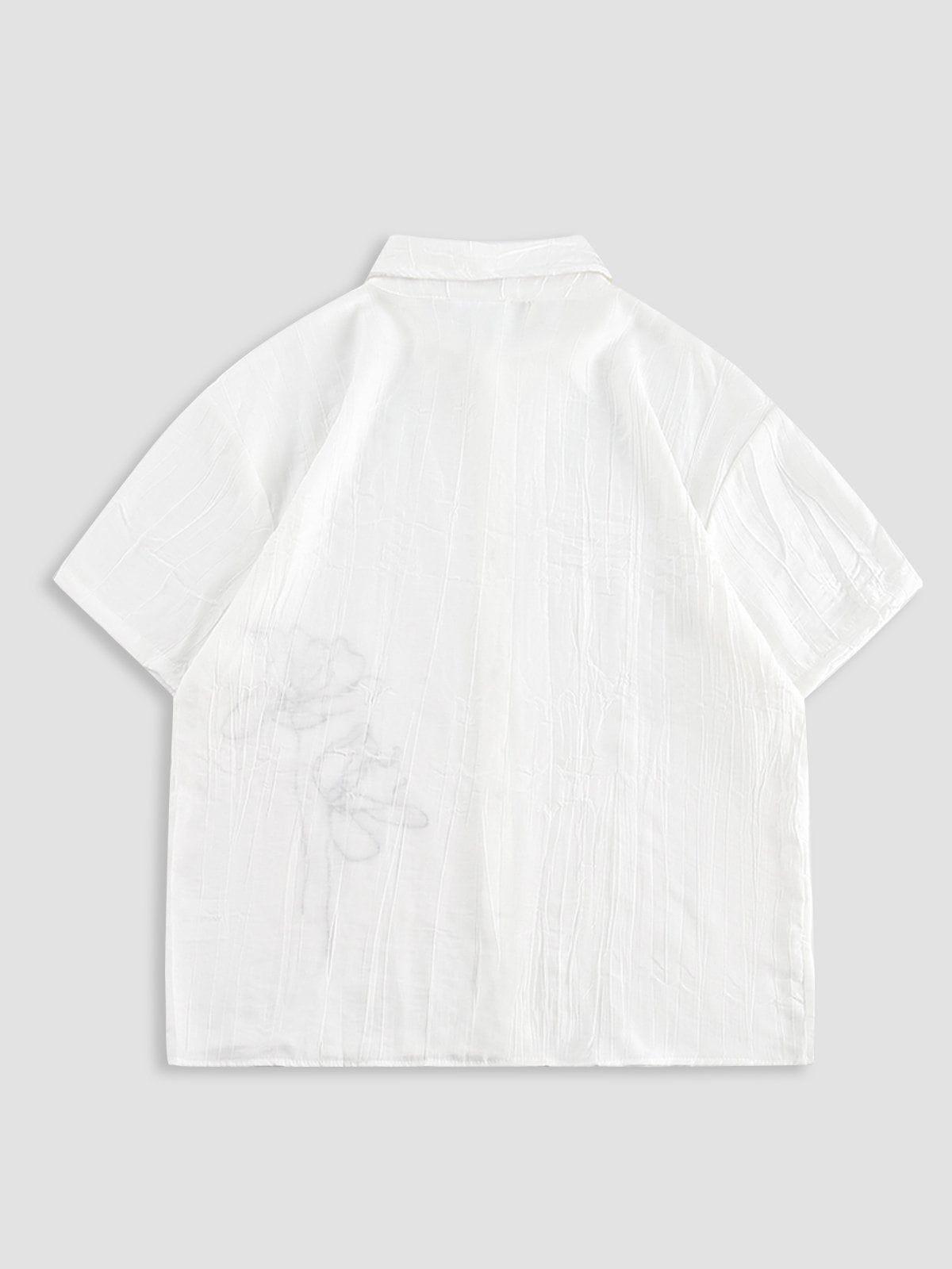 Aelfric Eden Texture Floral Embroidery Short Sleeve Shirt Product Image