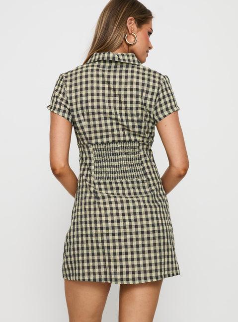 Motley Mini Dress Brown Check Product Image