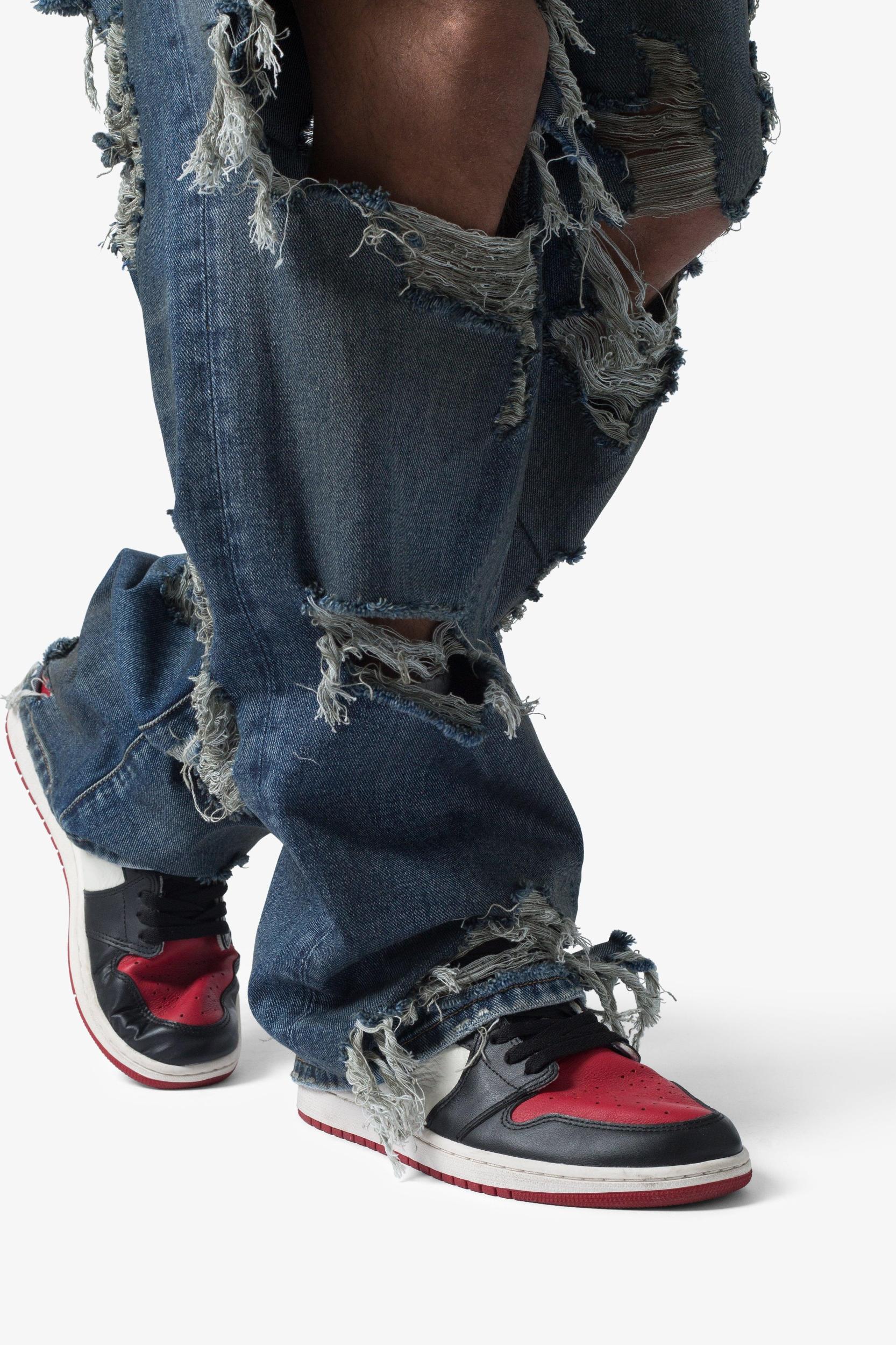 Ultra Baggy Decimated Denim - Blue Product Image