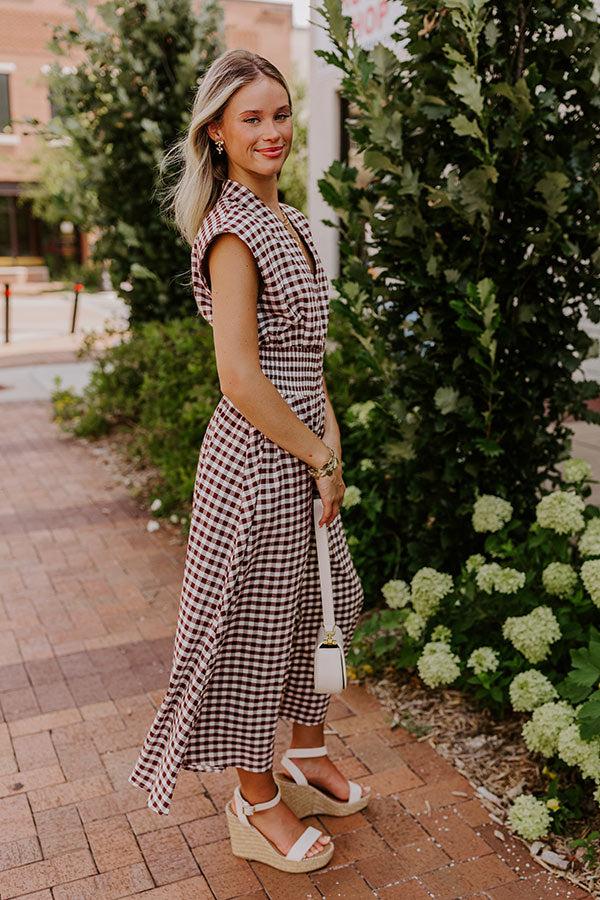 Harvest Stroll Gingham Midi Dress Product Image