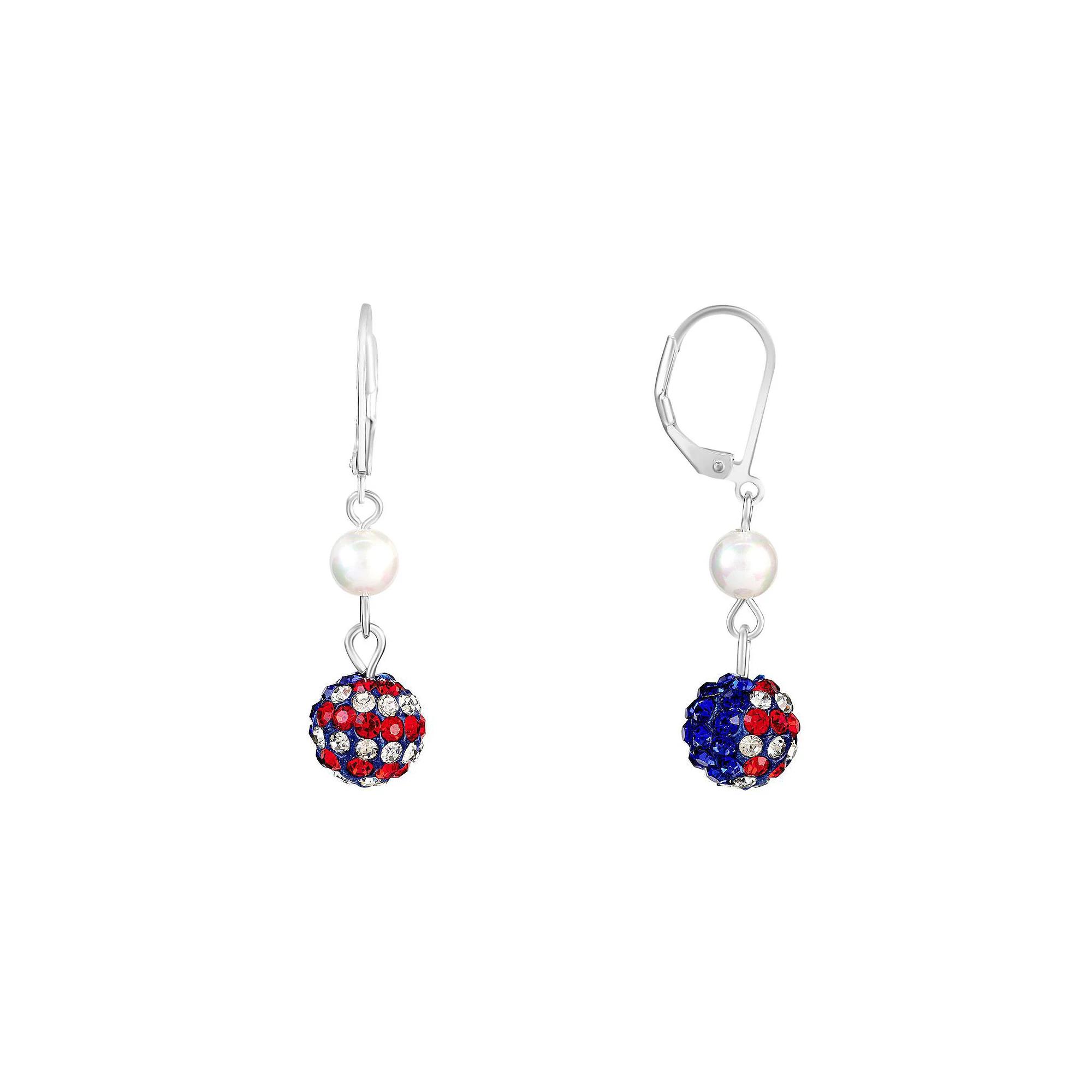 Celebrate Together Simulated Pearl Inspired Flag Drop Earrings, Womens, Multi Product Image