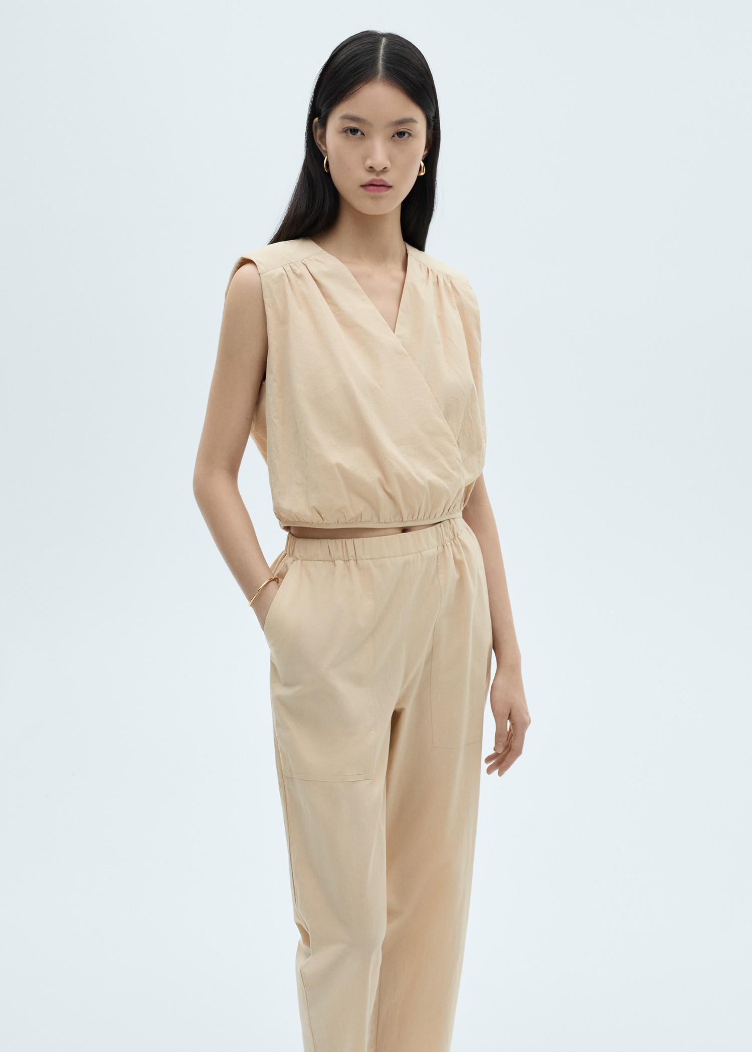 Cotton crop pants - Women | MANGO USA Product Image