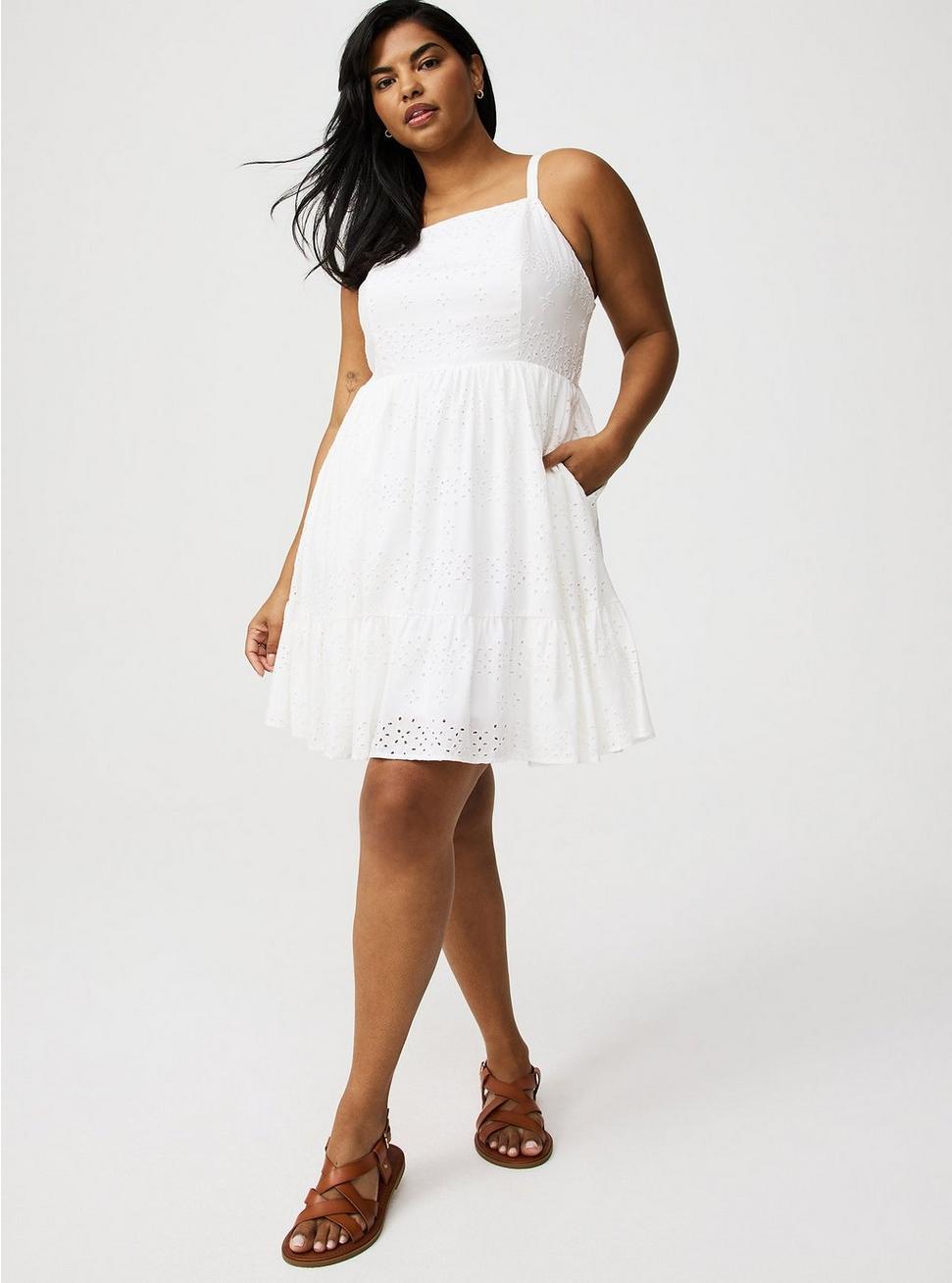 High-Neck Eyelet Mini Dress Product Image