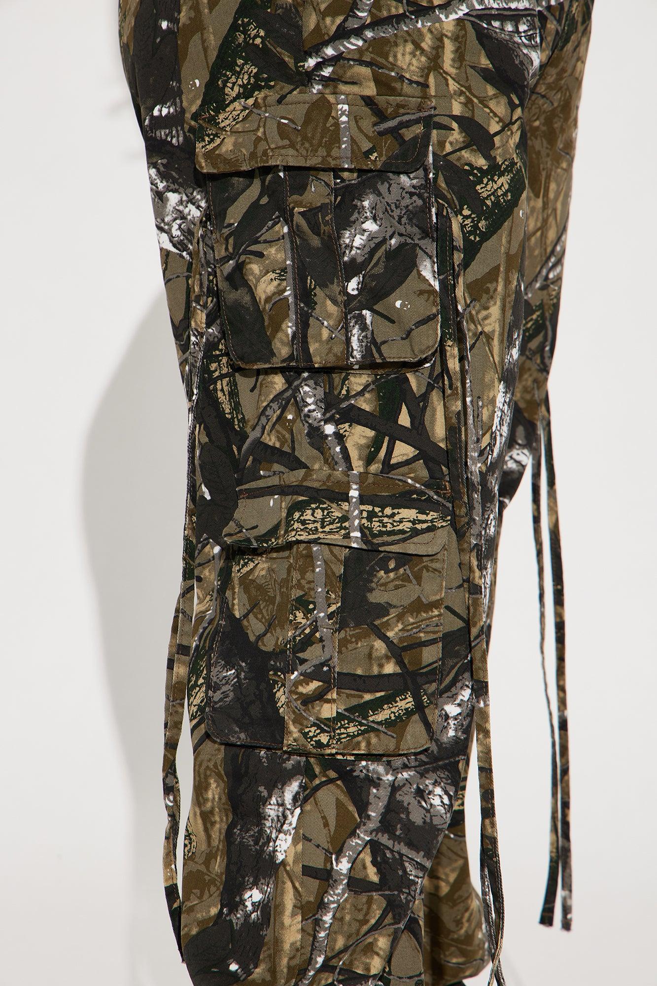 Golden Hour Wide Leg Tree Camo Cargo Pant - Olive/combo Product Image