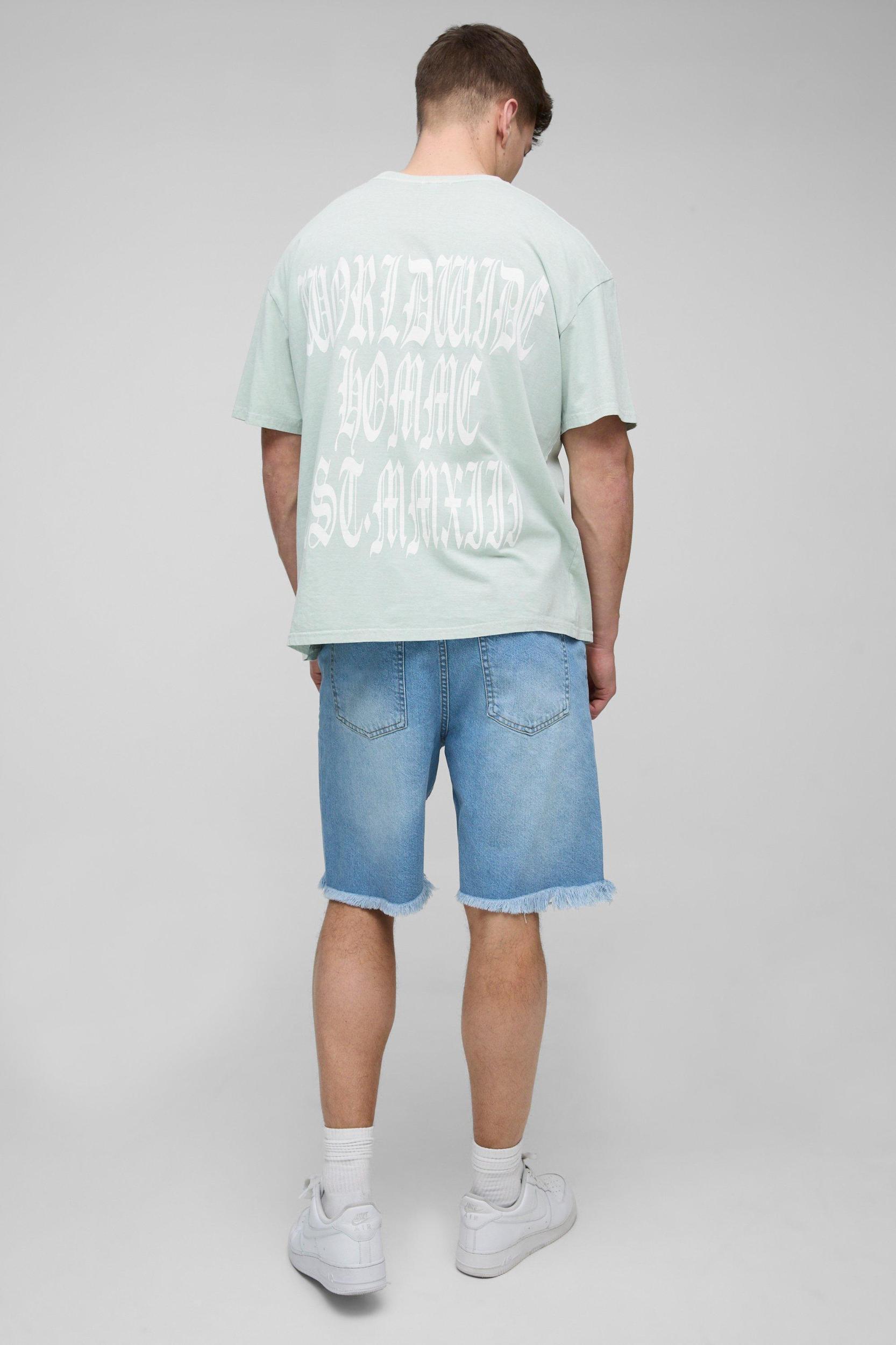 Tall Relaxed Ripped Gusset Jean Shorts | boohooMAN USA Product Image
