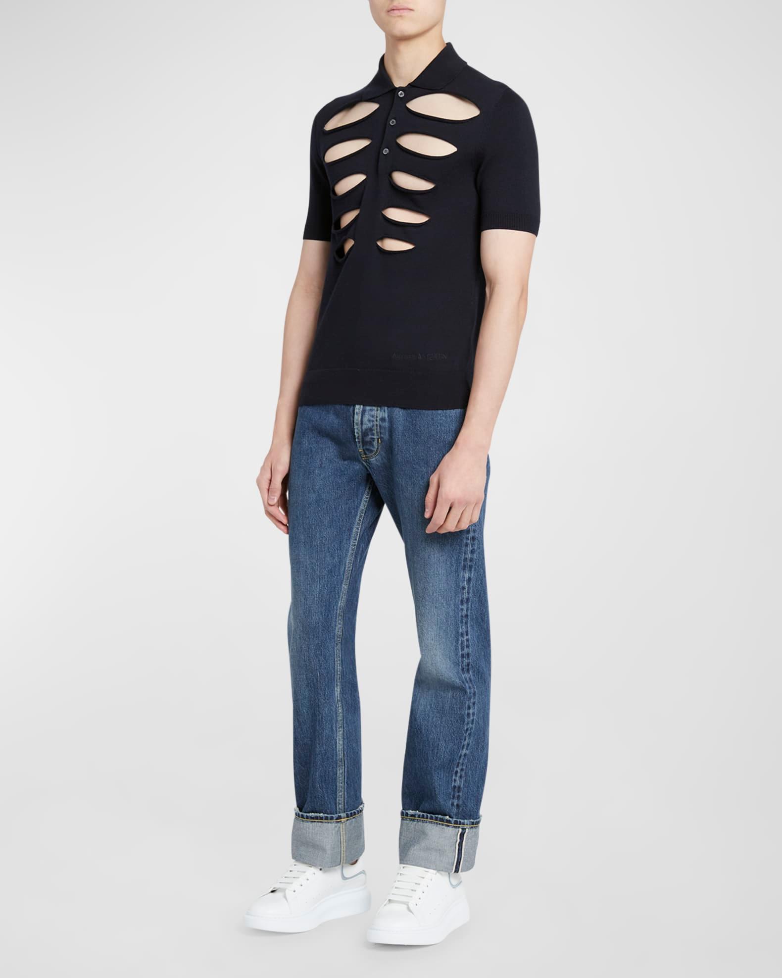 Men's Slit Cotton Polo Shirt Product Image