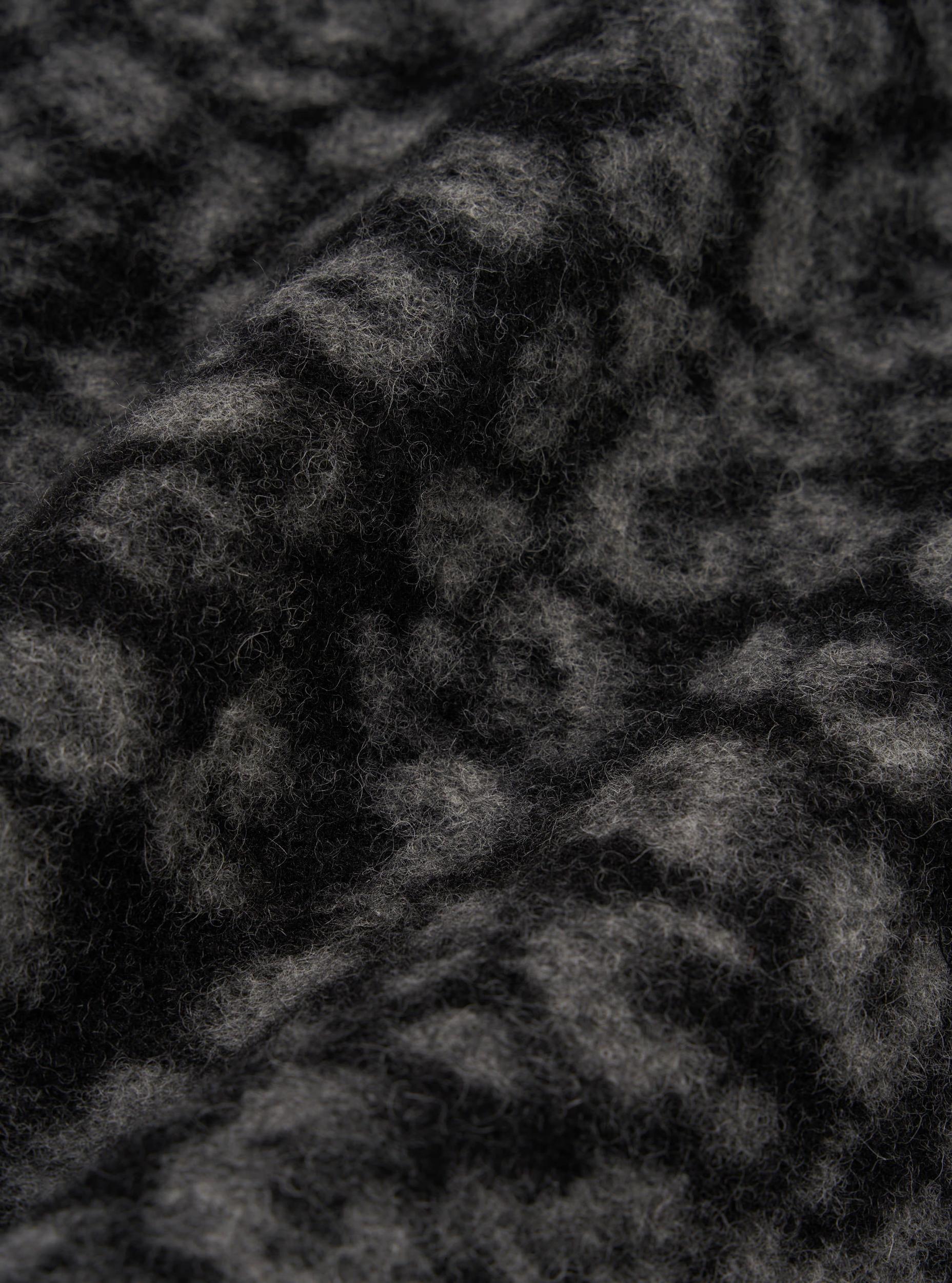 Universal Works Zip Waistcoat in Black/Charcoal Leopard Fleece Product Image