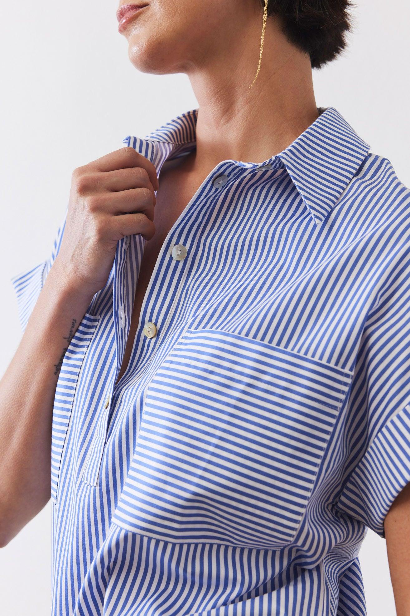 Walk the Line Short Sleeve Poplin Top Product Image