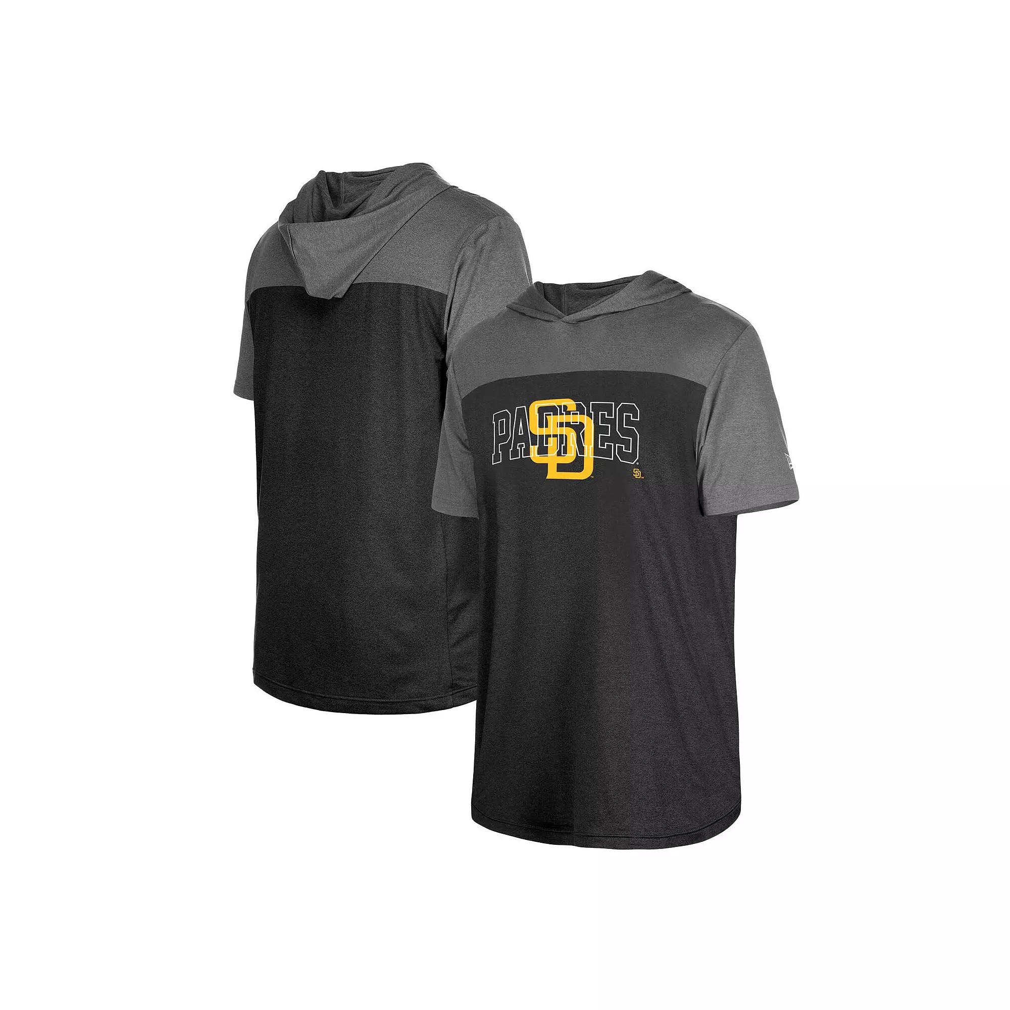 Men's New Era Black San Diego Padres Active Brushed Hoodie T-Shirt,  Product Image