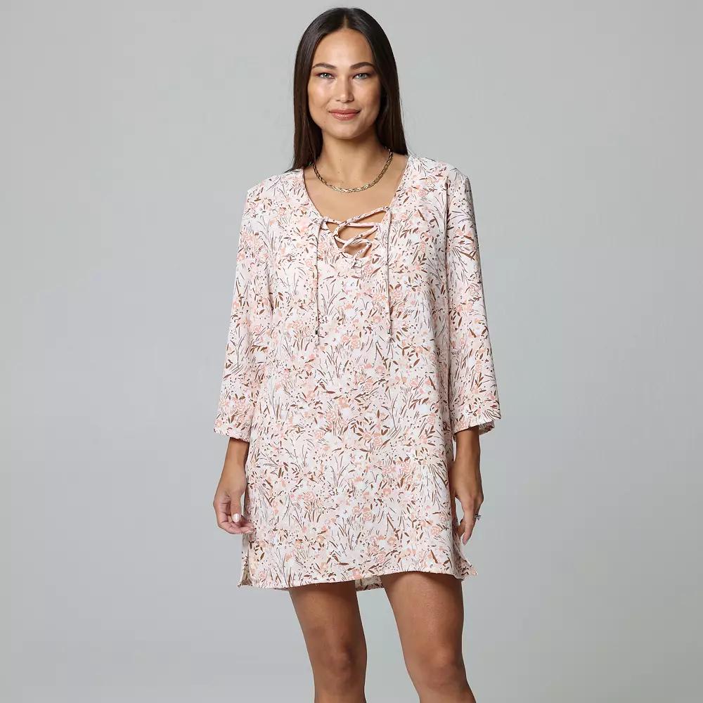 Women's J. Valdi Lace-Up Swim Cover-Up Tunic,  Product Image