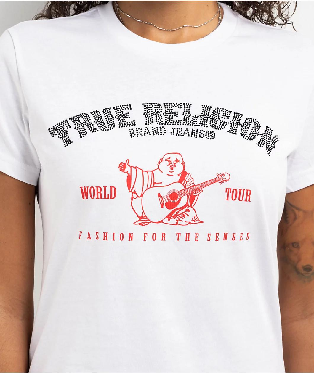 True Religion Crystal Arch Logo White T-Shirt Product Image