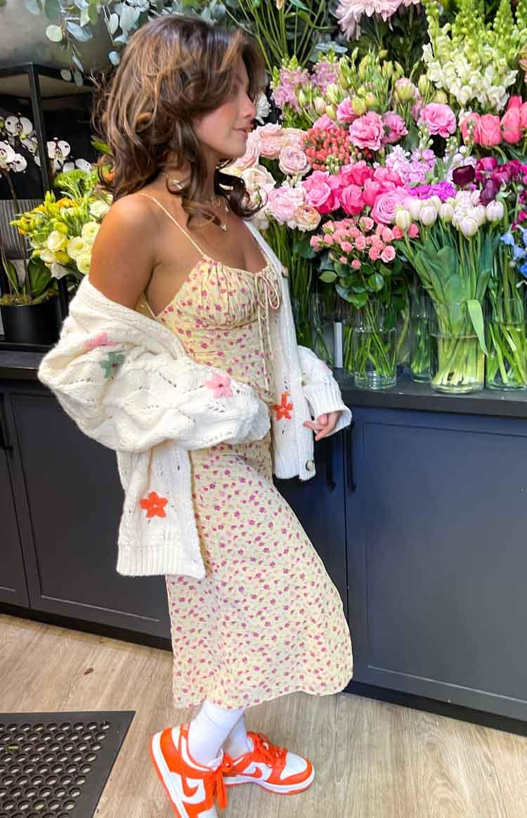 Paloma Yellow Floral Midi Dress Product Image