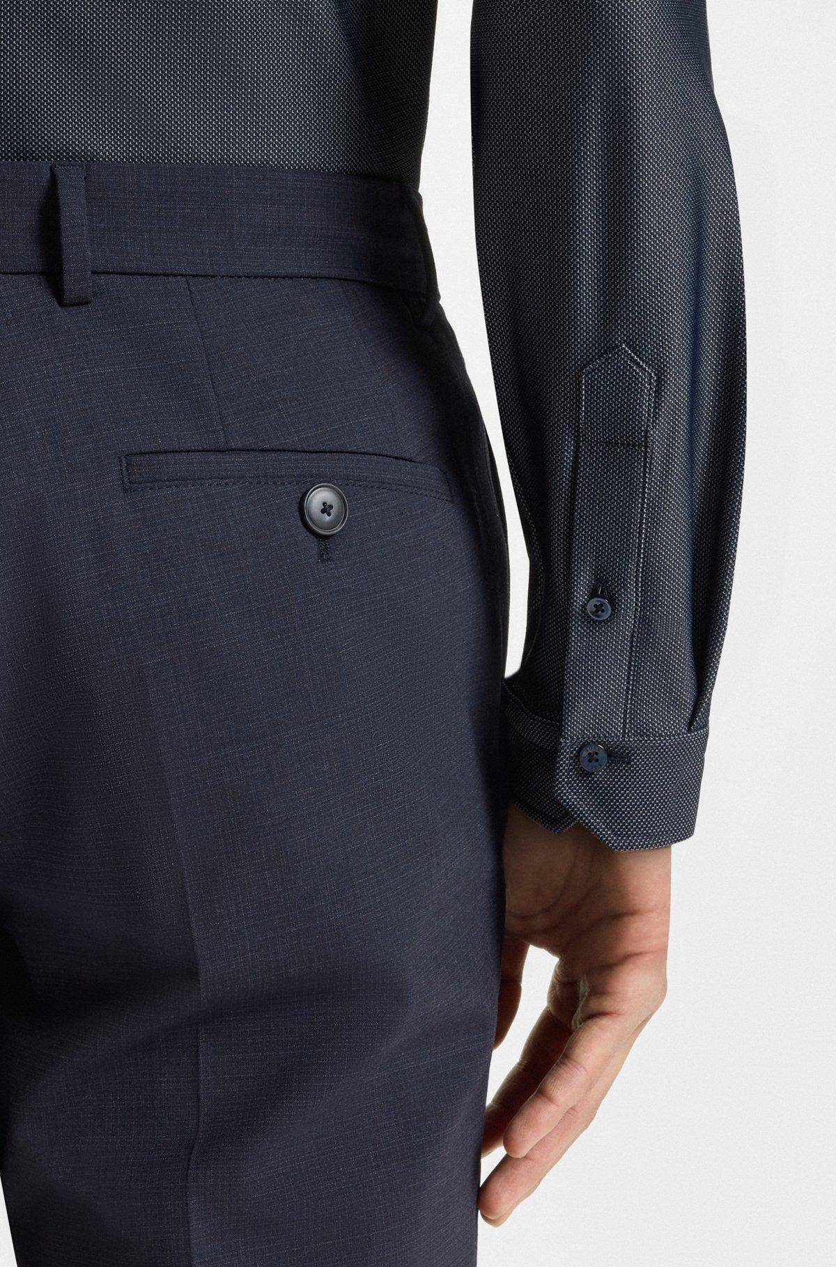 BOSS - Regular-fit shirt in structured stretch jersey - Dark Blue Product Image