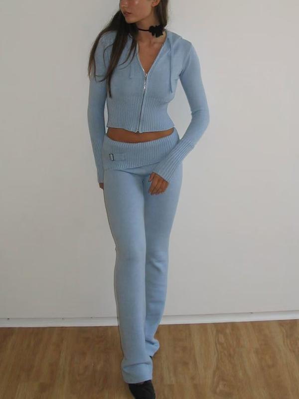 Knitted Hooded Two Pieces Product Image