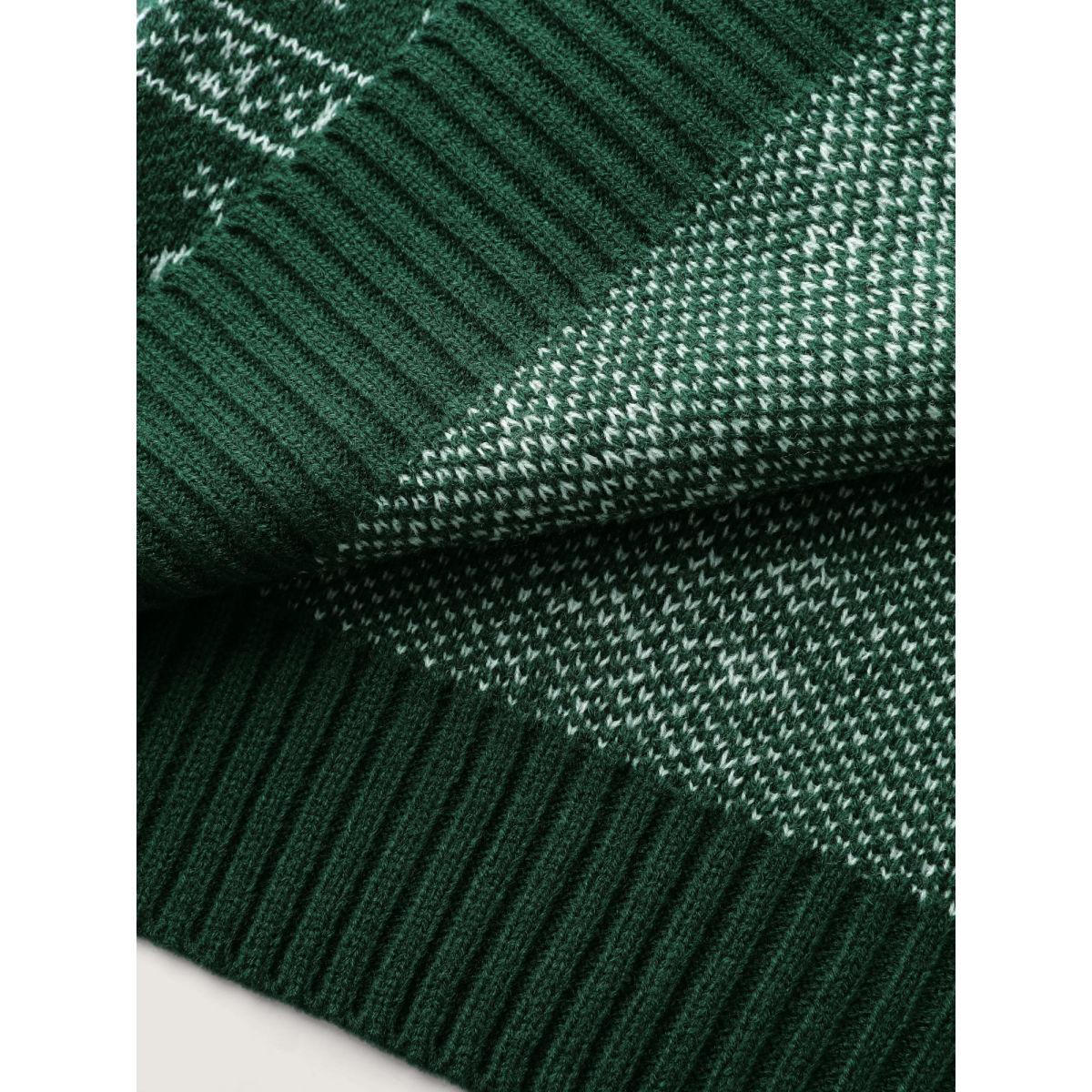 Plus Size Elk Christmas Print Jacquard Open-Front Knit Cardigan DarkSlateGray Women Leisure Loose Long Sleeve Casual Cardigans BloomChic 30/6X Product Image