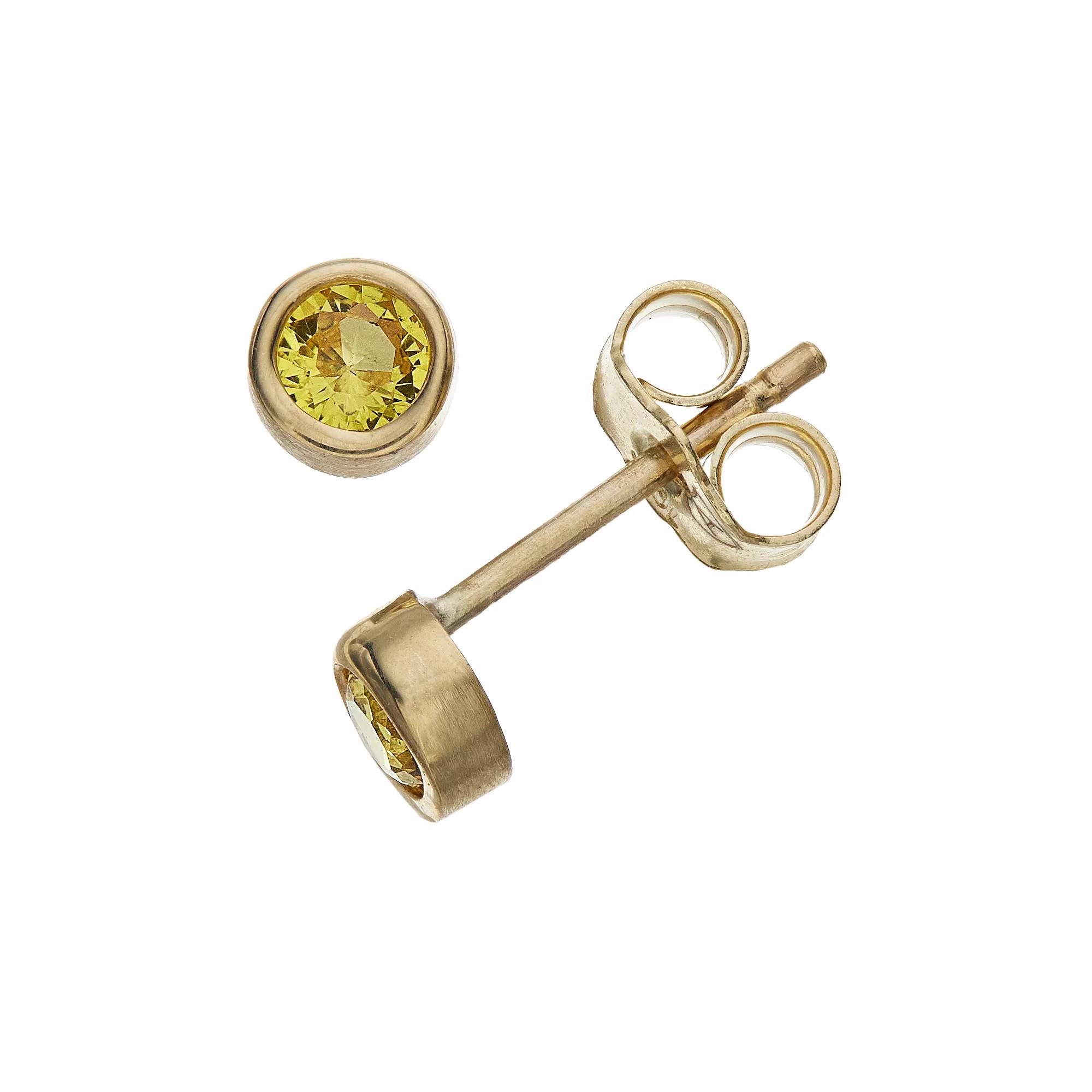 Kristen Kesho 10k Gold Round Birthstone Bezel Stud Earrings, Women's, November Product Image