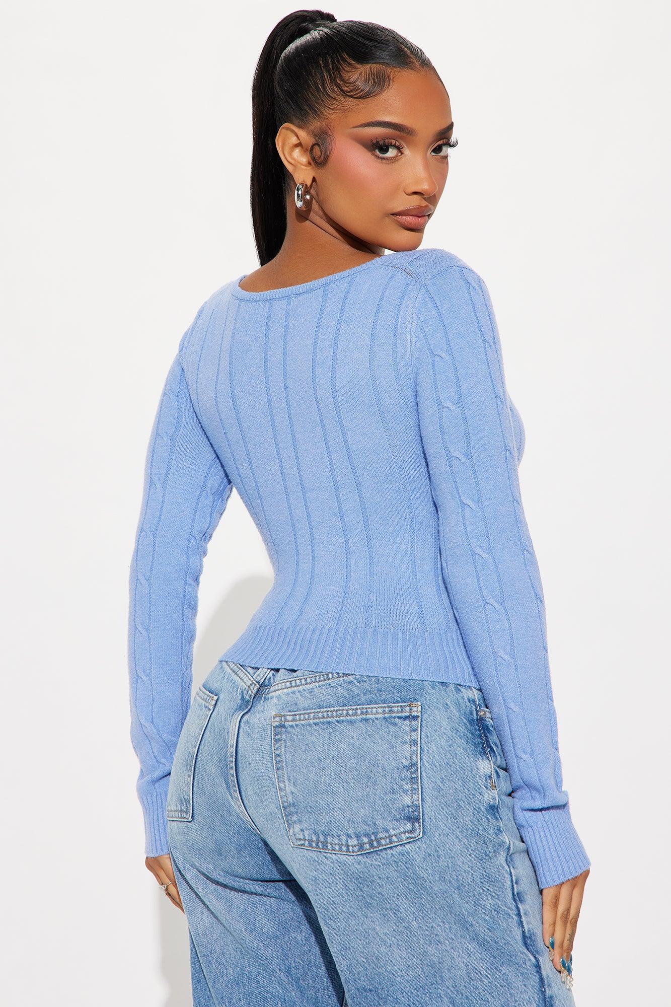 Silver Lake Cable Knit Sweater - Blue Product Image