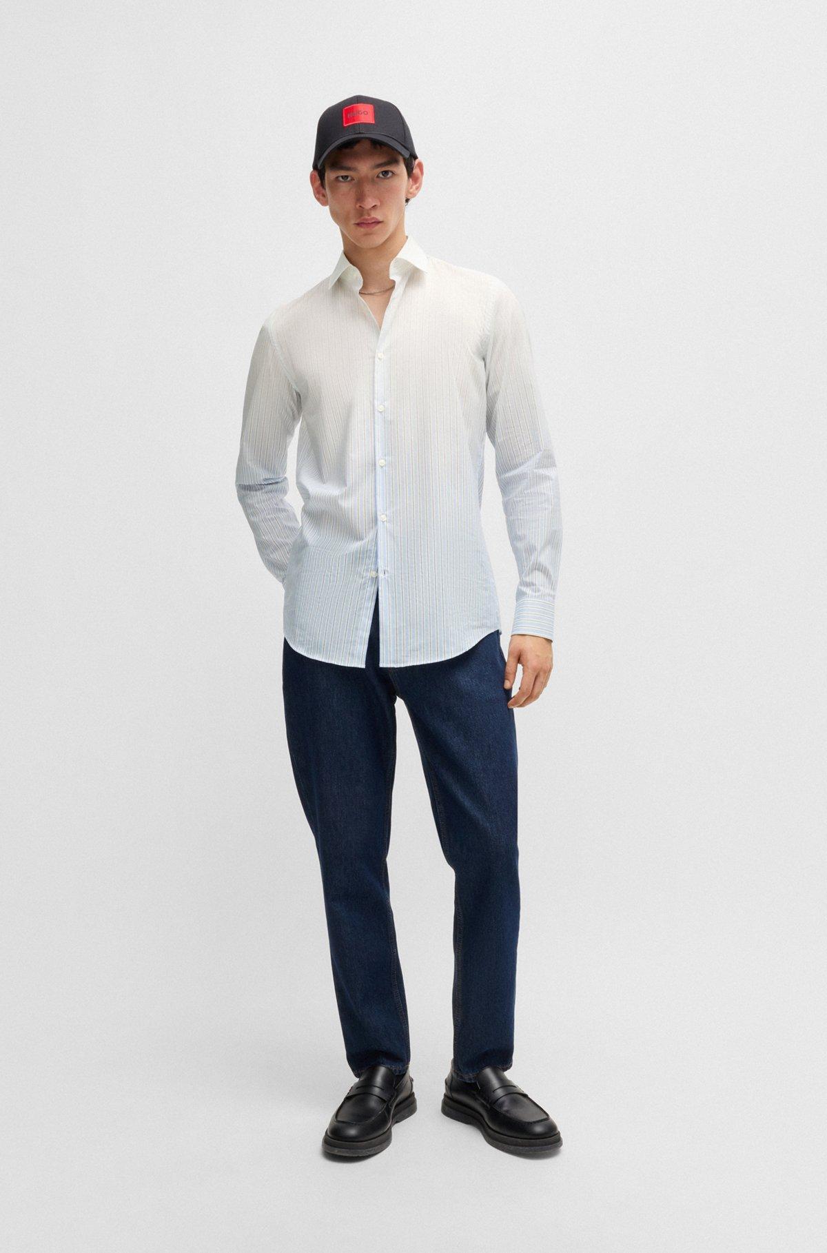 Slim-fit shirt in degradé-stripe cotton poplin Product Image