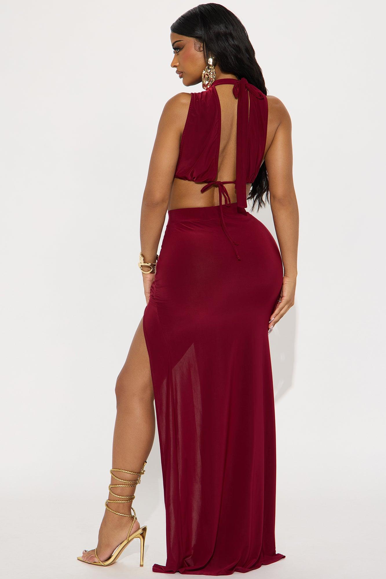 Angelina Venezia Maxi Skirt Set - Burgundy Product Image