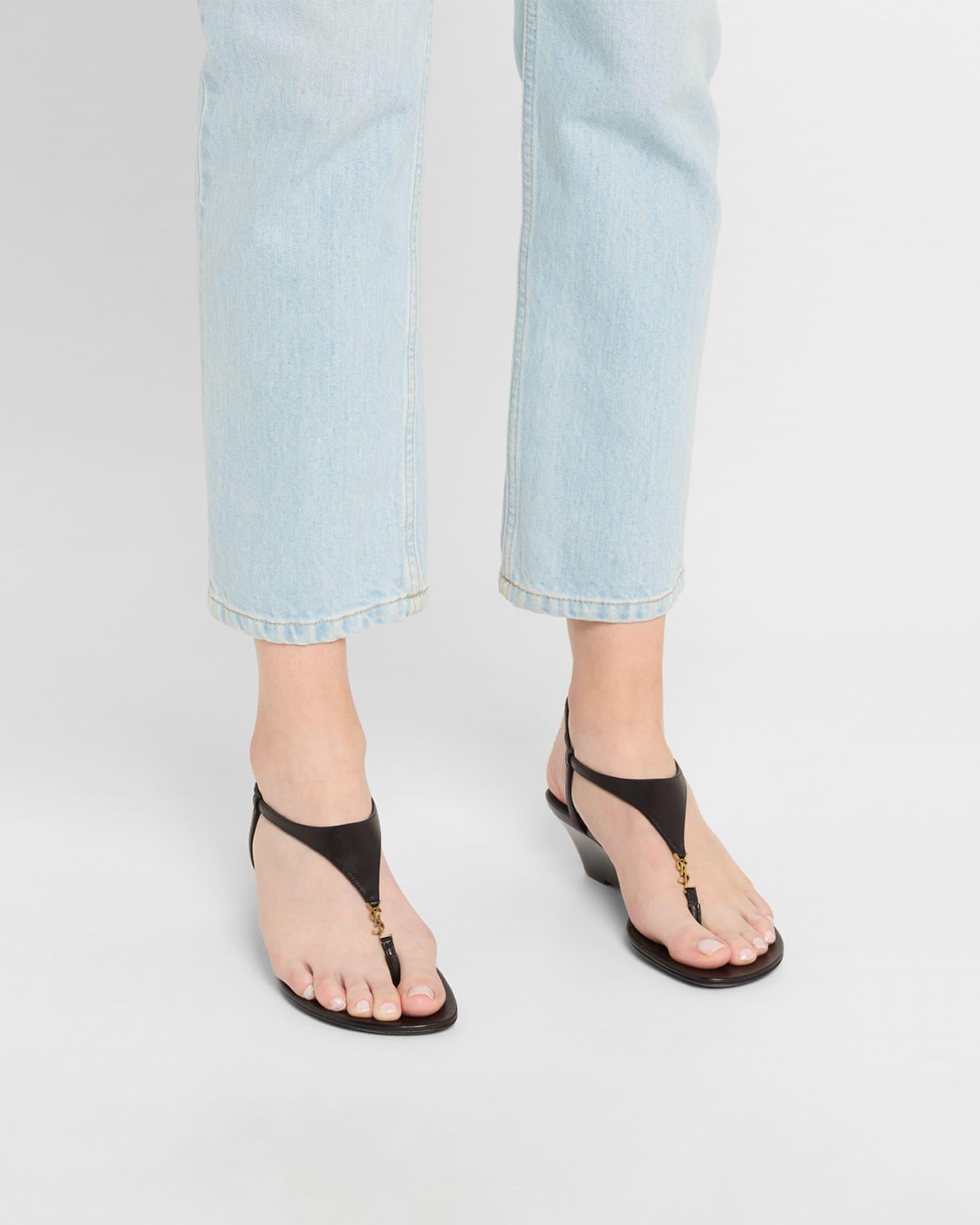 Cassandra Leather YSL Wedge Sandals Product Image