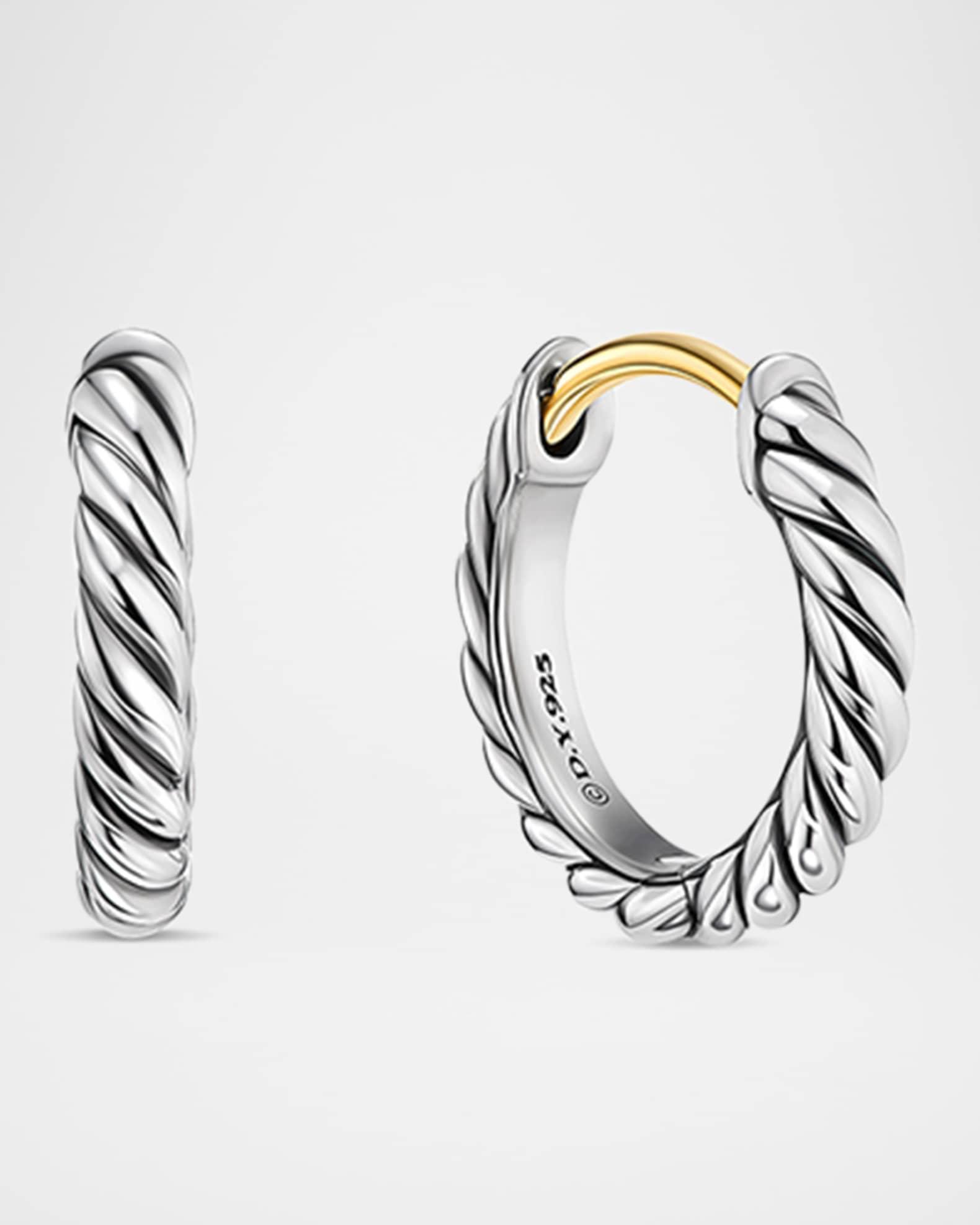 Womens Sculpted Cable Huggie Hoop Earrings In Sterling Silver Product Image