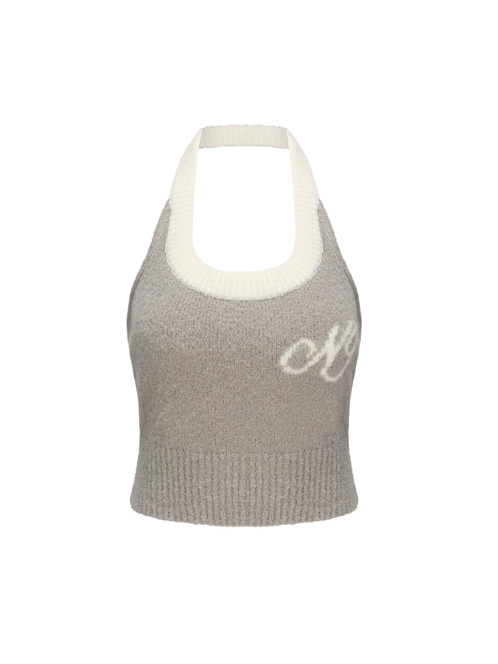 Macie Knit Halter Top (Grey) (Final Sale) Product Image