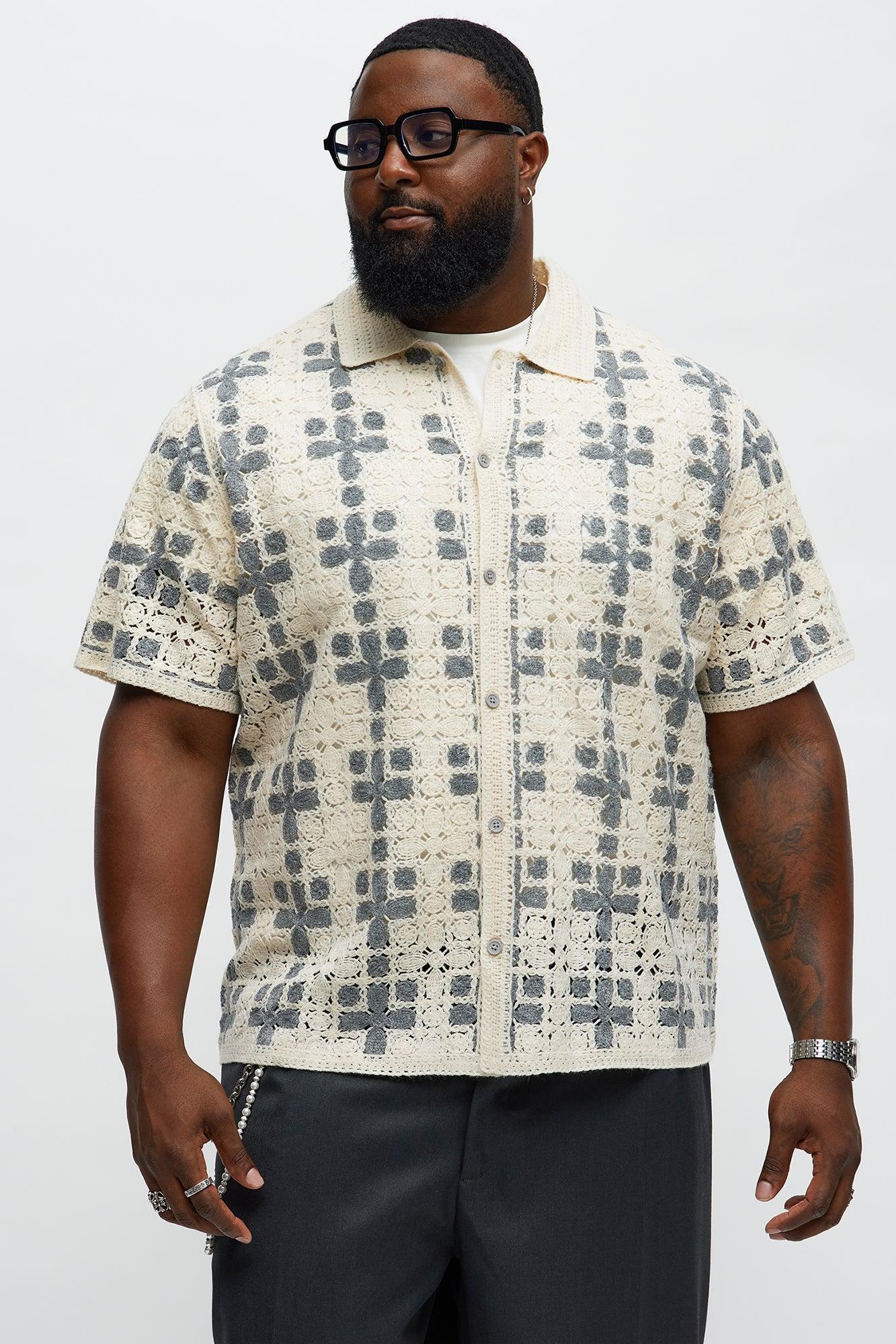 Dull Colored Flowers Closed Collar Shirt - Cream/combo Male Product Image