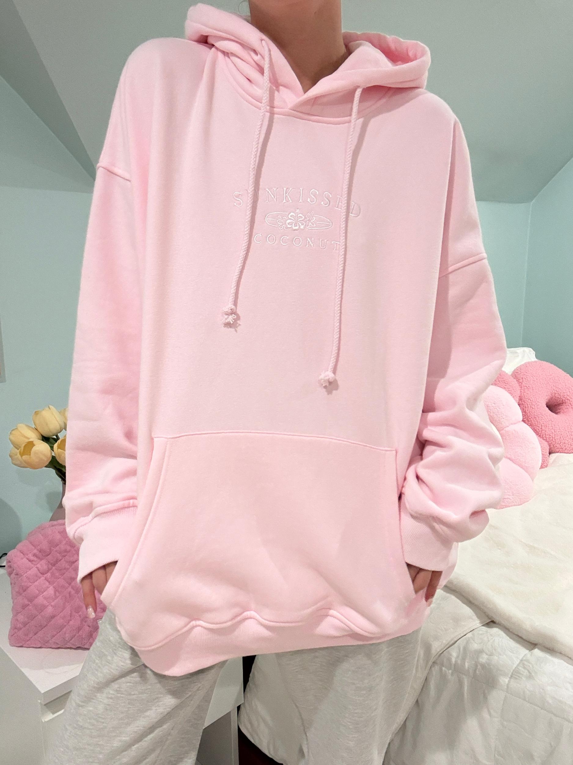 Light Pink Sunkissedcoconut Embroider Hoodie Product Image