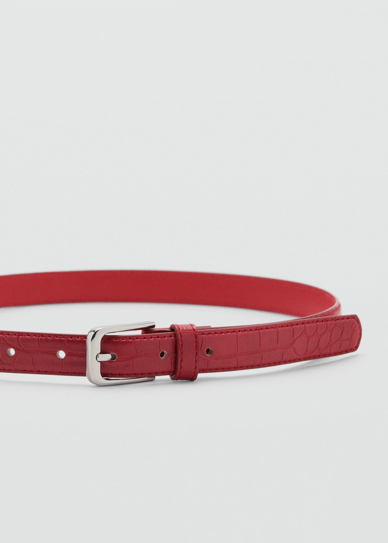 Fine croco leather-effect belt - Women | MANGO USA Product Image