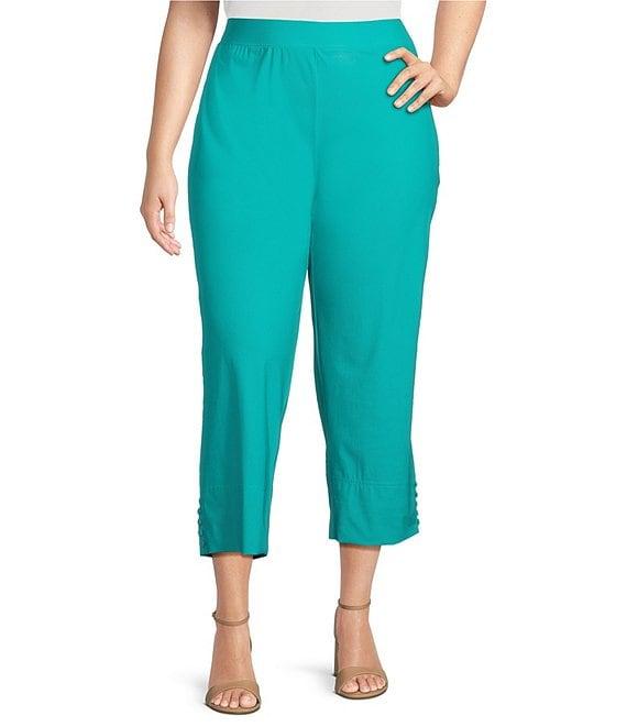 IC Collection Plus Size Slim Stretch Knit Cropped Pants Product Image