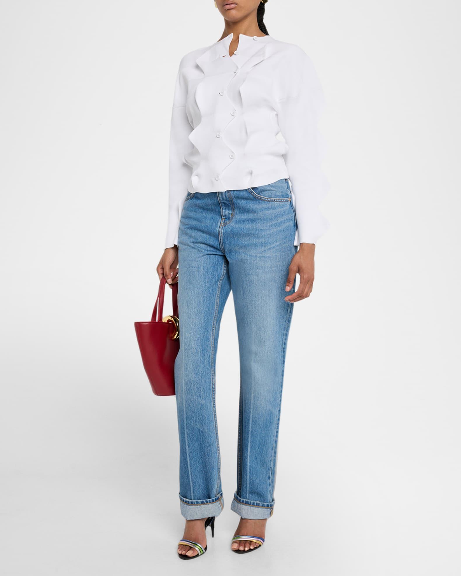 Pointed Knit Crewneck Cardigan Product Image