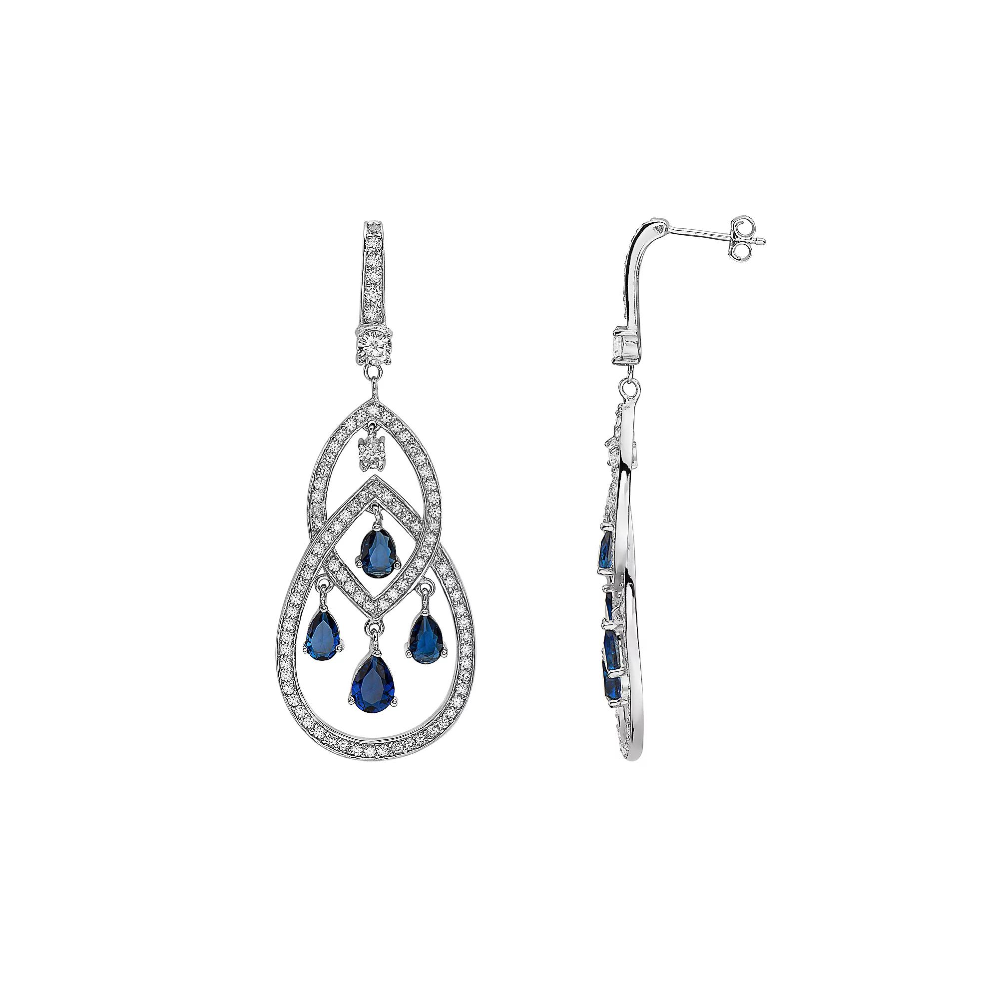 Sterling Silver Cubic Zirconia Interlocked Teardrop Drop Earrings, Women's Product Image
