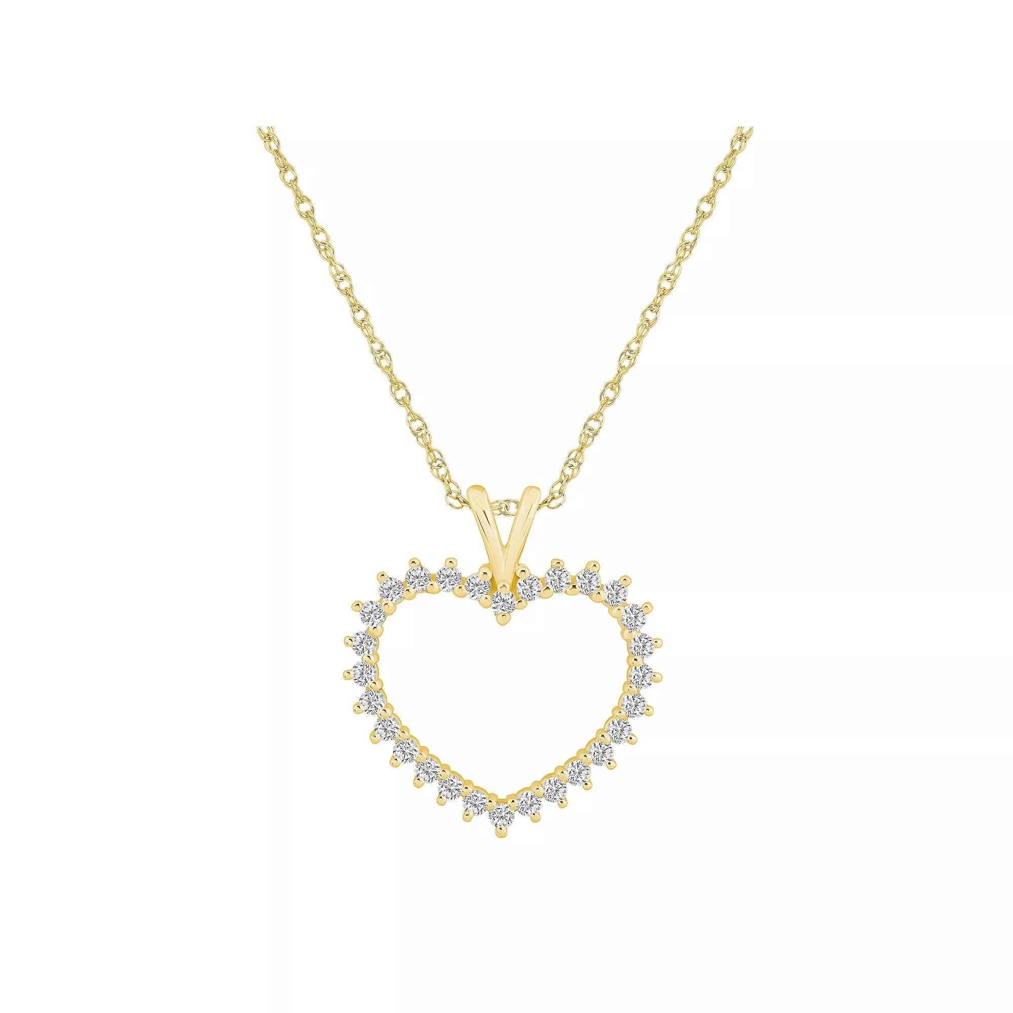 Alyson Layne 10k Gold 1/2 Carat T.W. Diamond Heart Pendant Necklace, Women's, Size: 18" Product Image