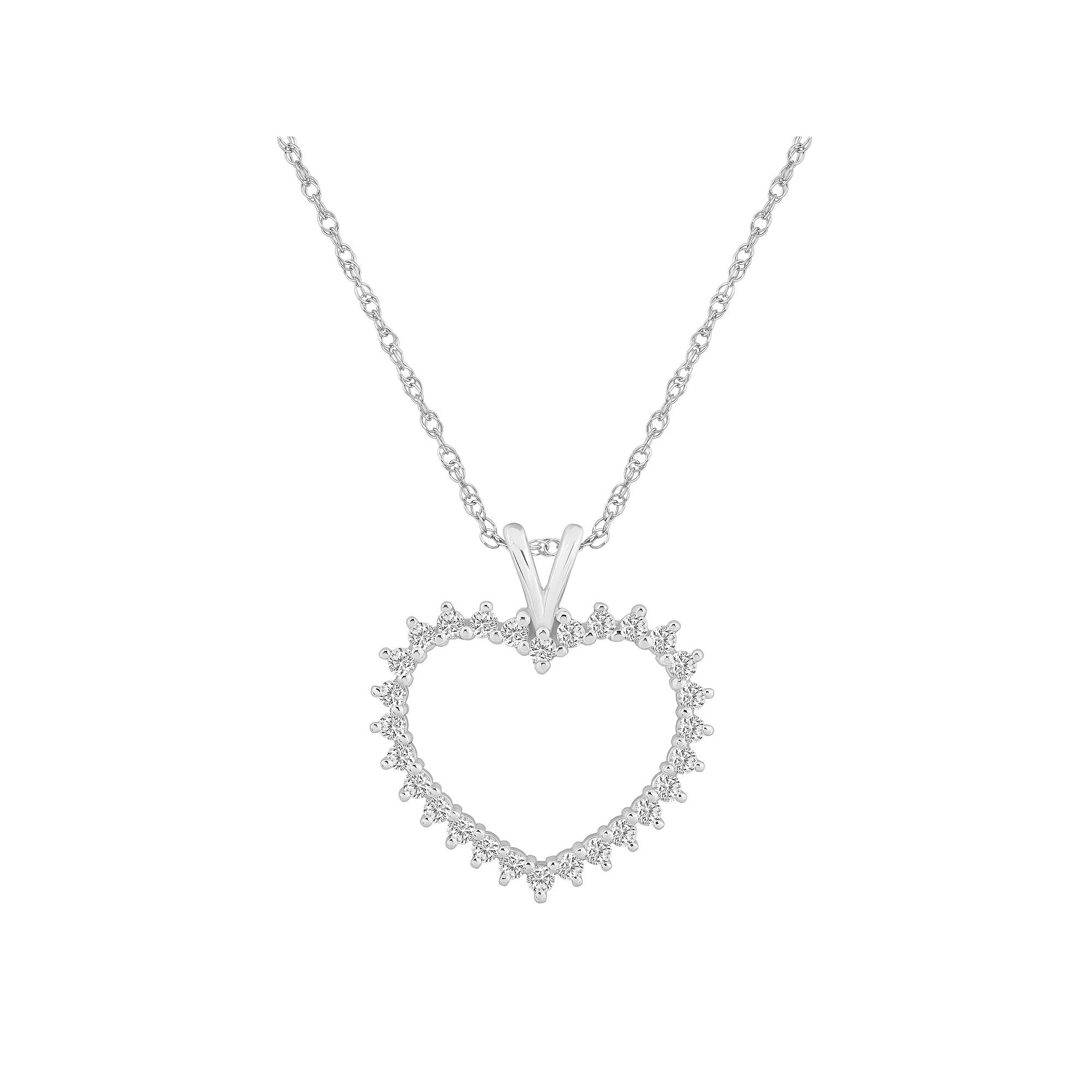 Alyson Layne 10k Gold 1/2 Carat T.W. Diamond Heart Pendant Necklace, Women's, Size: 18", 10k White Gold Product Image