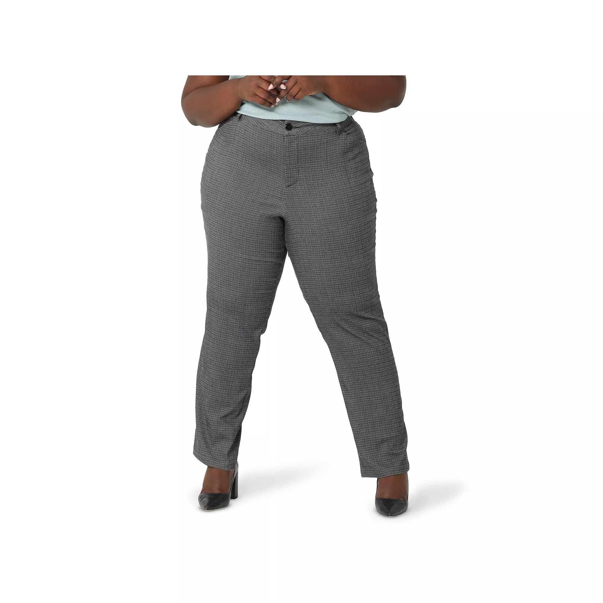 Plus Size Lee® Wrinkle-Free Pants, Women's, Size: 28 Tall, Black White Plaid Product Image