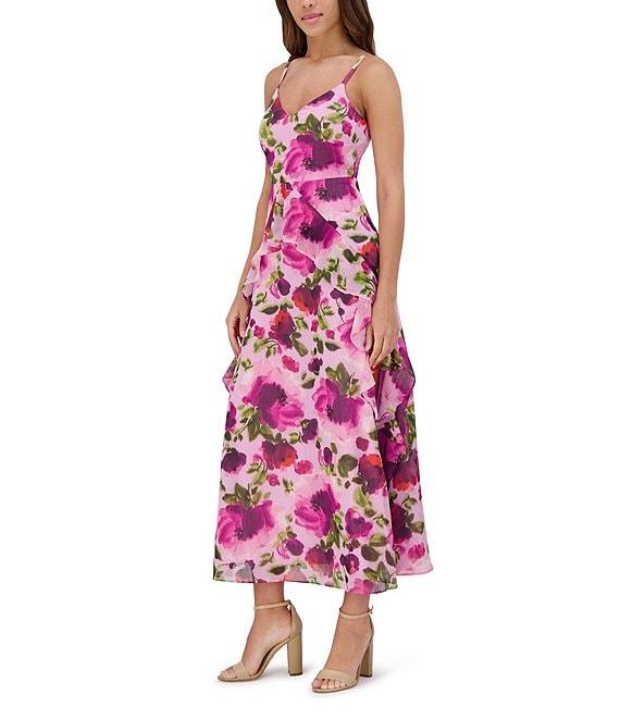 SIENA Metallic Floral V-Neck Sleeveless Maxi Dress Product Image