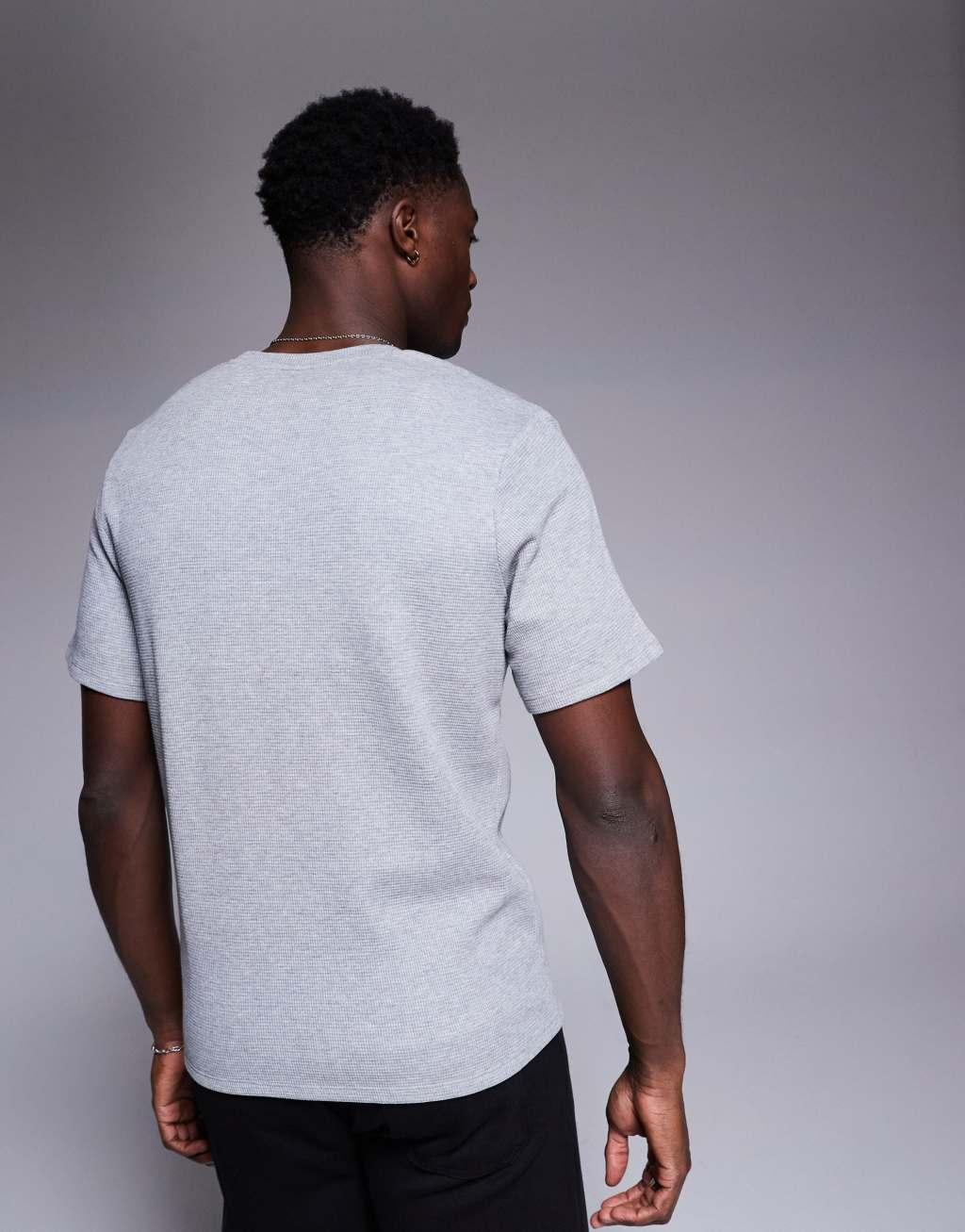 BOSS Bodywear waffle knit logo t-shirt regular fit in gray Product Image