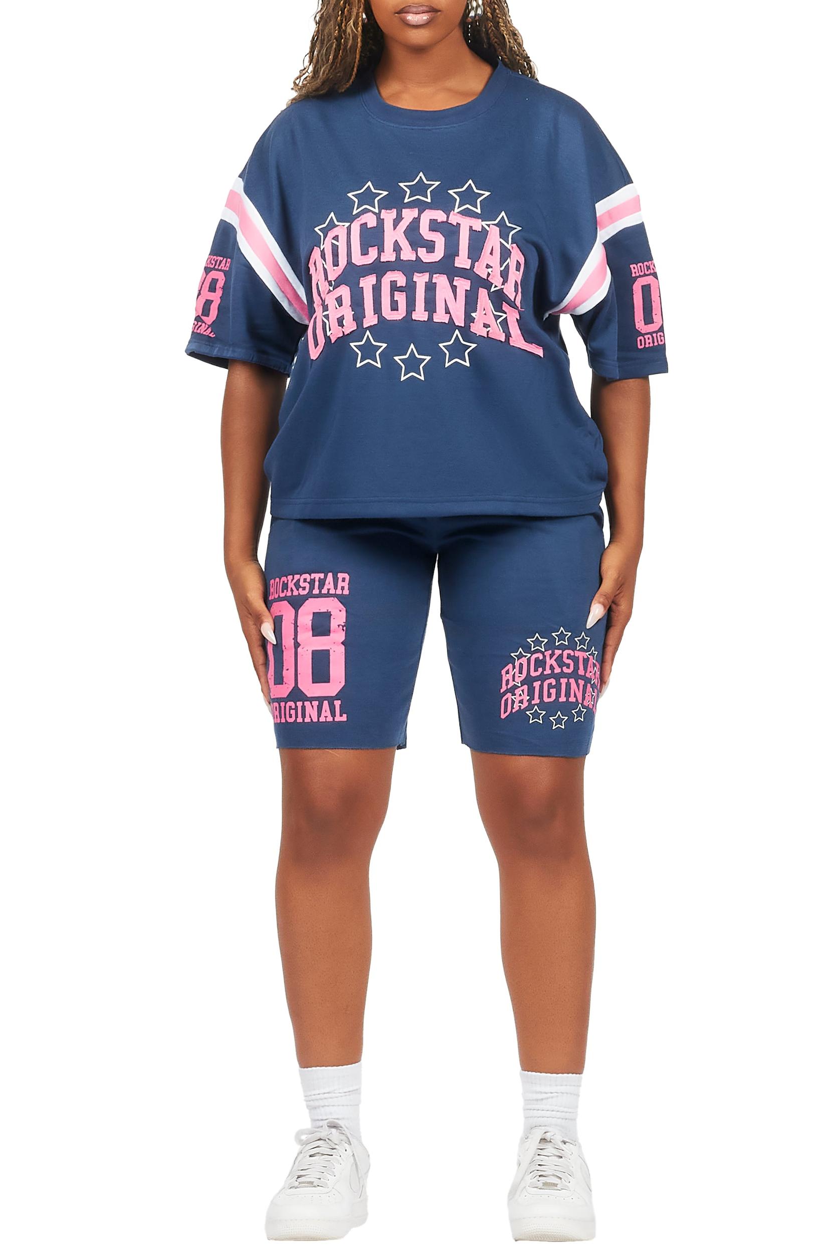 Ronnica Navy T-Shirt Short Set Female Product Image