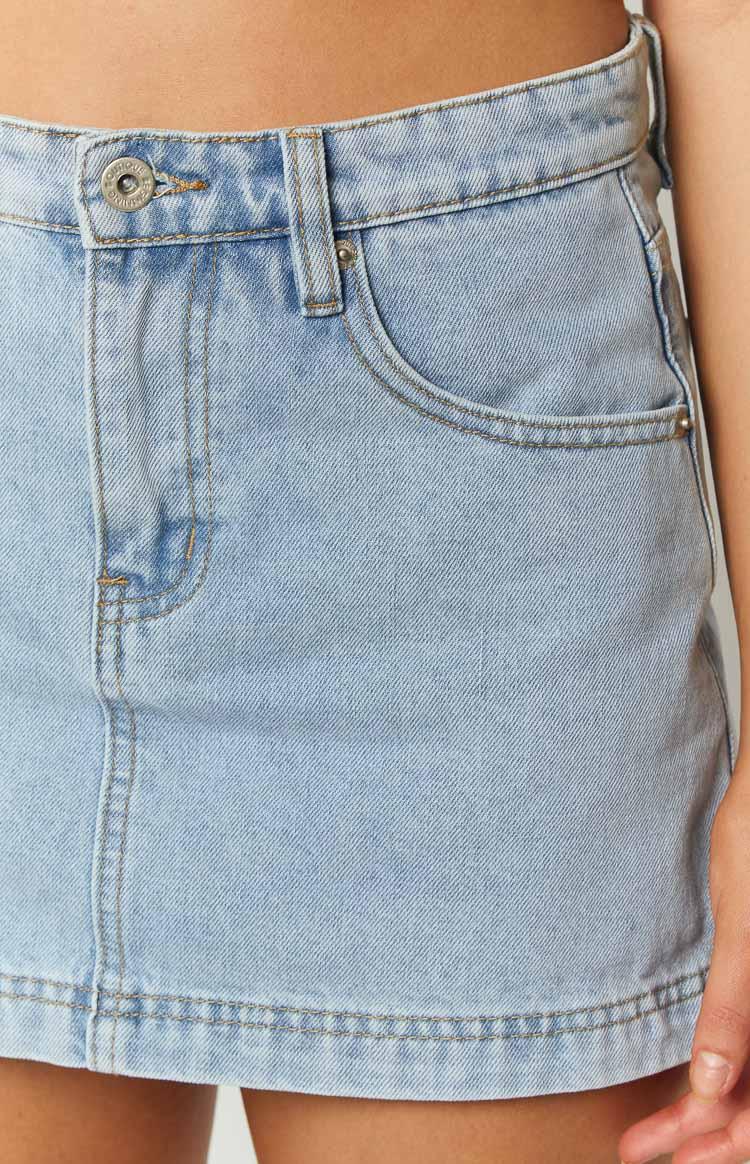 Skyline Swirl Light Wash Denim Skort Product Image